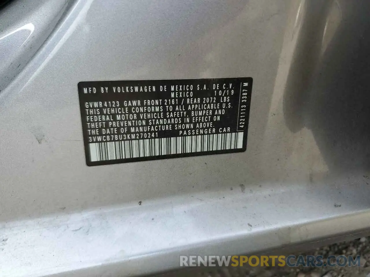 12 Photograph of a damaged car 3VWCB7BU3KM270241 VOLKSWAGEN JETTA 2019