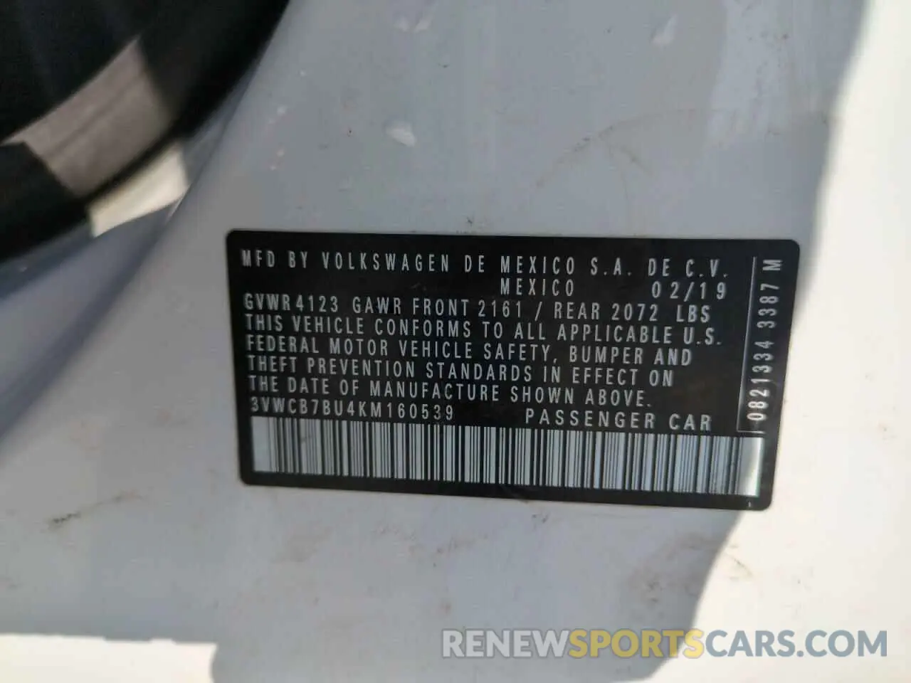 12 Photograph of a damaged car 3VWCB7BU4KM160539 VOLKSWAGEN JETTA 2019