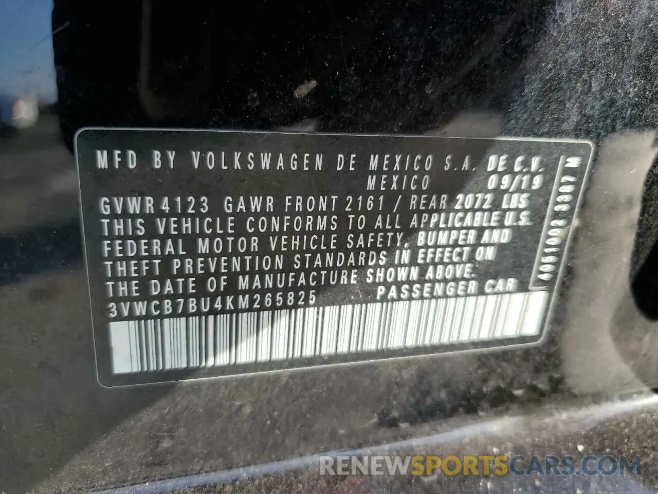 12 Photograph of a damaged car 3VWCB7BU4KM265825 VOLKSWAGEN JETTA 2019