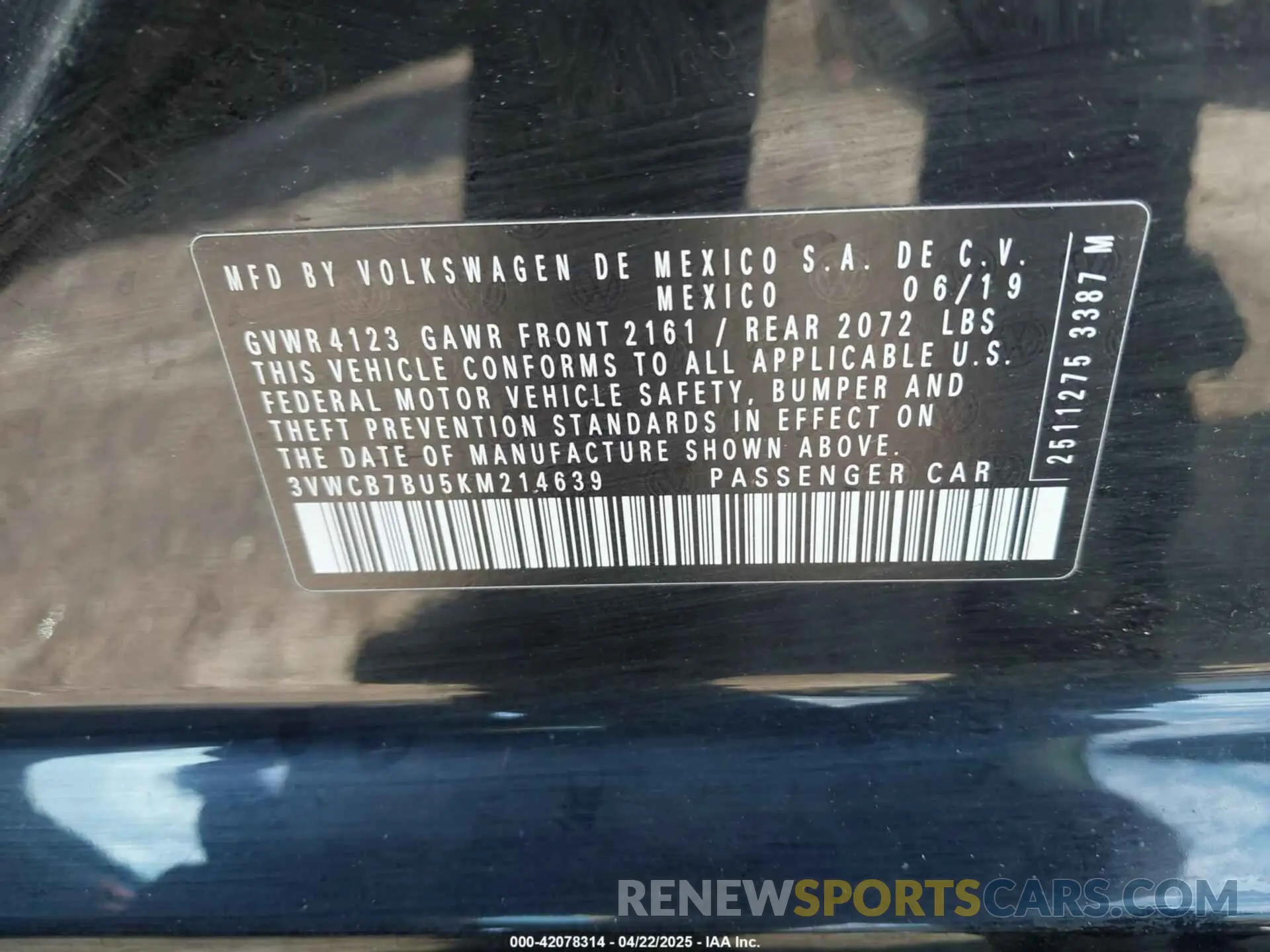 9 Photograph of a damaged car 3VWCB7BU5KM214639 VOLKSWAGEN JETTA 2019