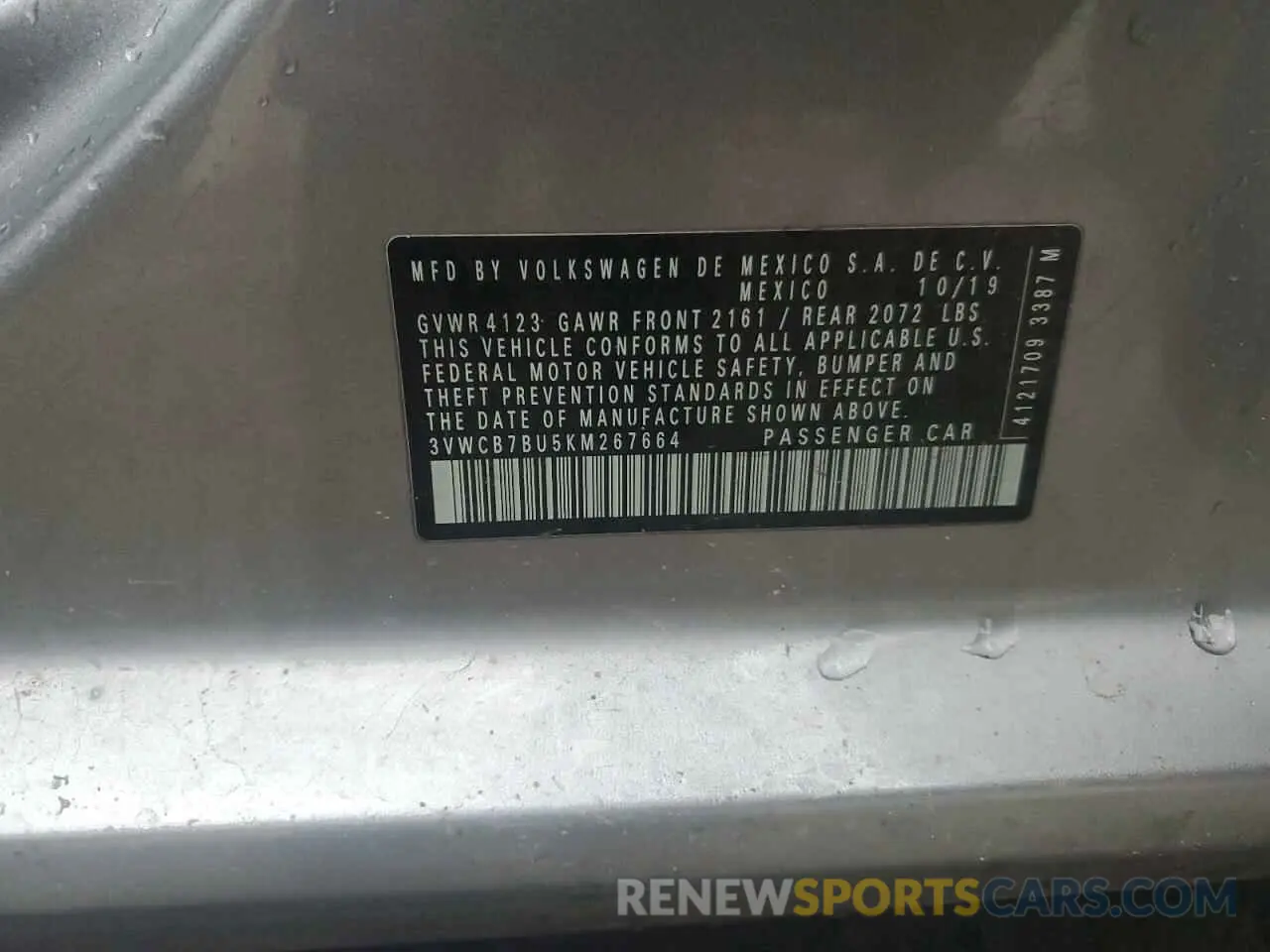 15 Photograph of a damaged car 3VWCB7BU5KM267664 VOLKSWAGEN JETTA 2019