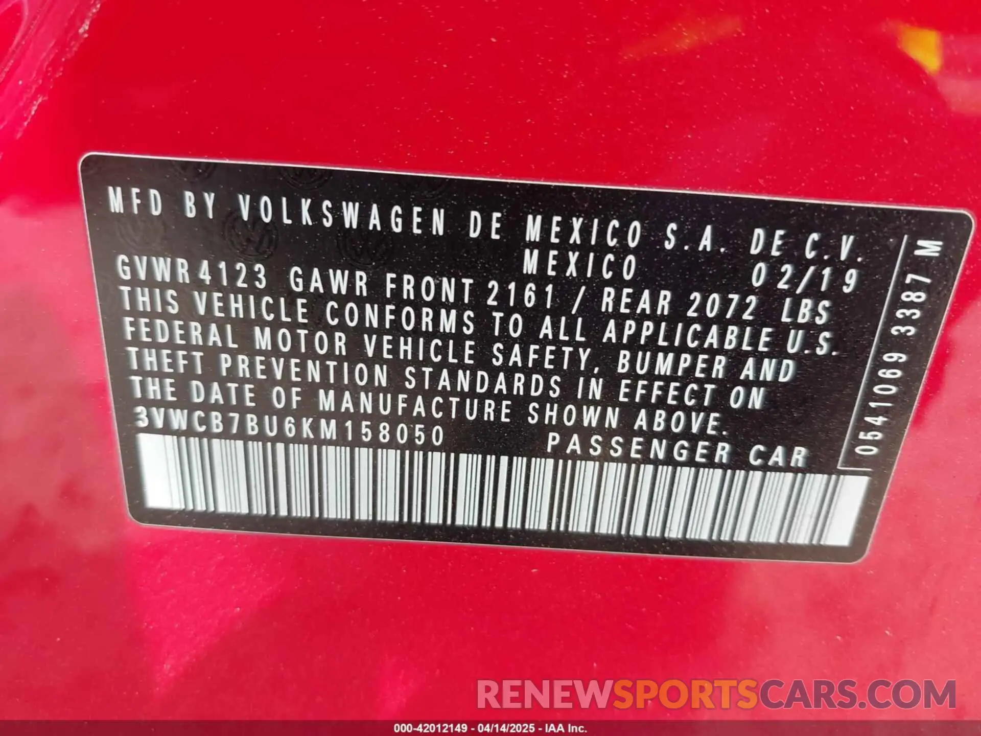 9 Photograph of a damaged car 3VWCB7BU6KM158050 VOLKSWAGEN JETTA 2019