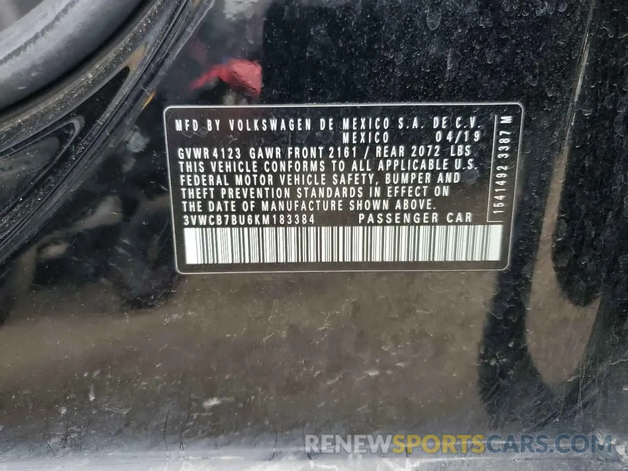 12 Photograph of a damaged car 3VWCB7BU6KM183384 VOLKSWAGEN JETTA 2019