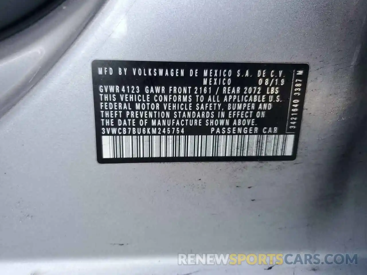 12 Photograph of a damaged car 3VWCB7BU6KM245754 VOLKSWAGEN JETTA 2019