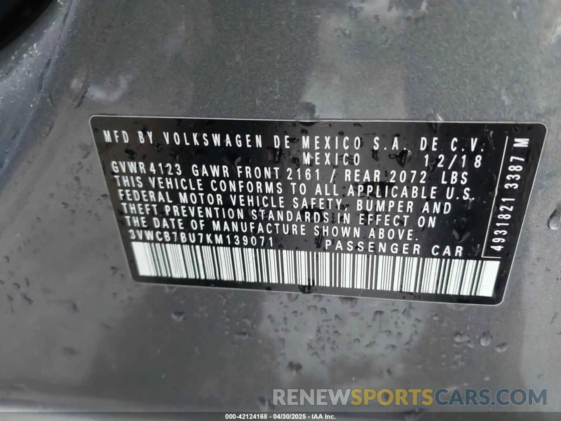 9 Photograph of a damaged car 3VWCB7BU7KM139071 VOLKSWAGEN JETTA 2019
