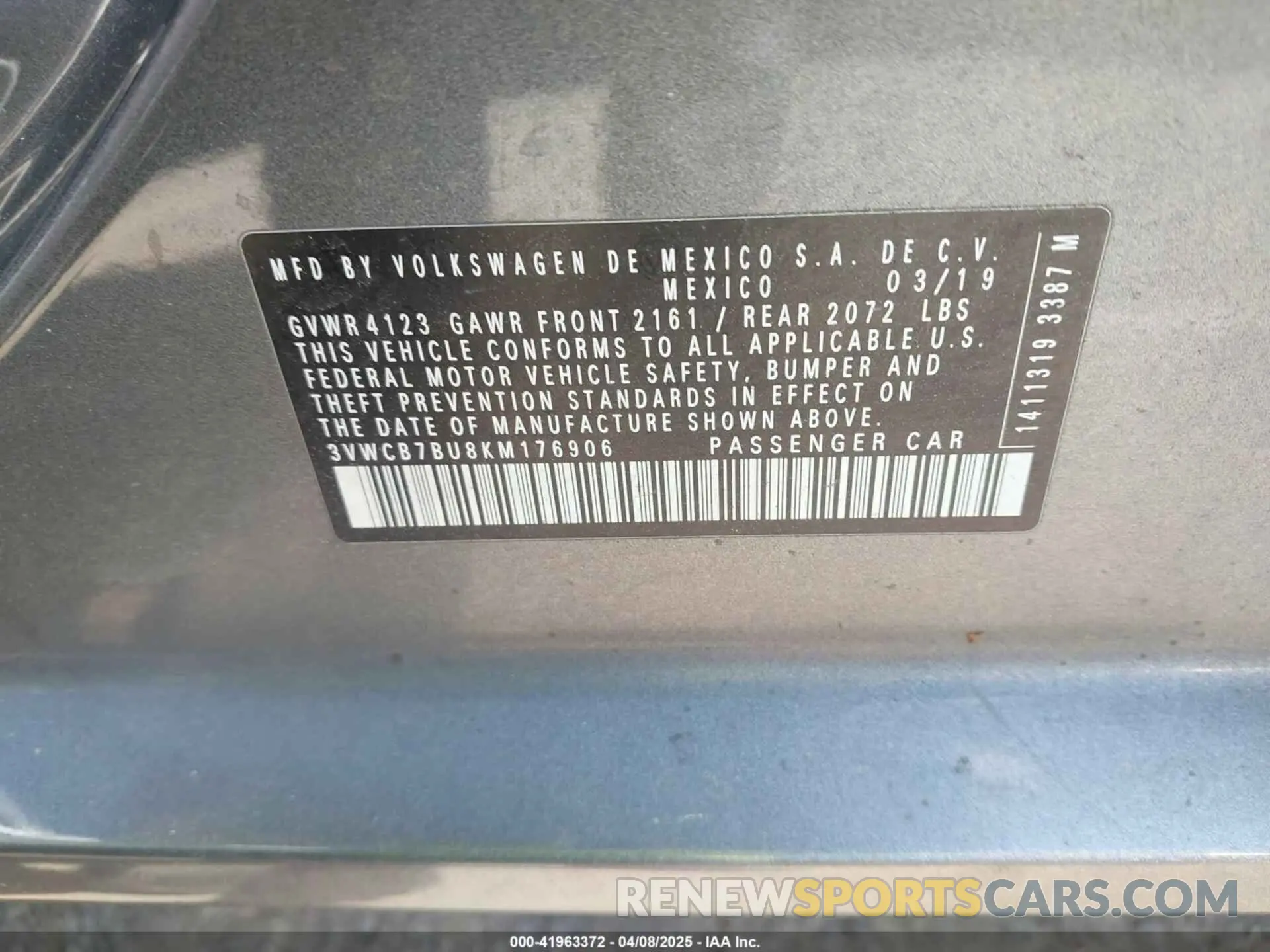 9 Photograph of a damaged car 3VWCB7BU8KM176906 VOLKSWAGEN JETTA 2019