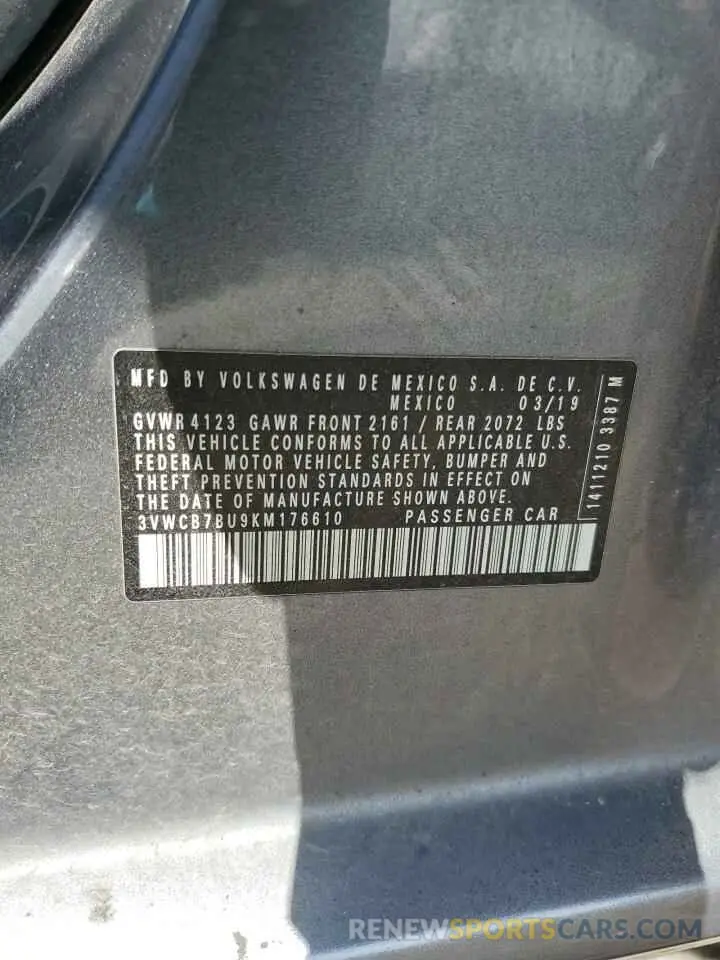 12 Photograph of a damaged car 3VWCB7BU9KM176610 VOLKSWAGEN JETTA 2019