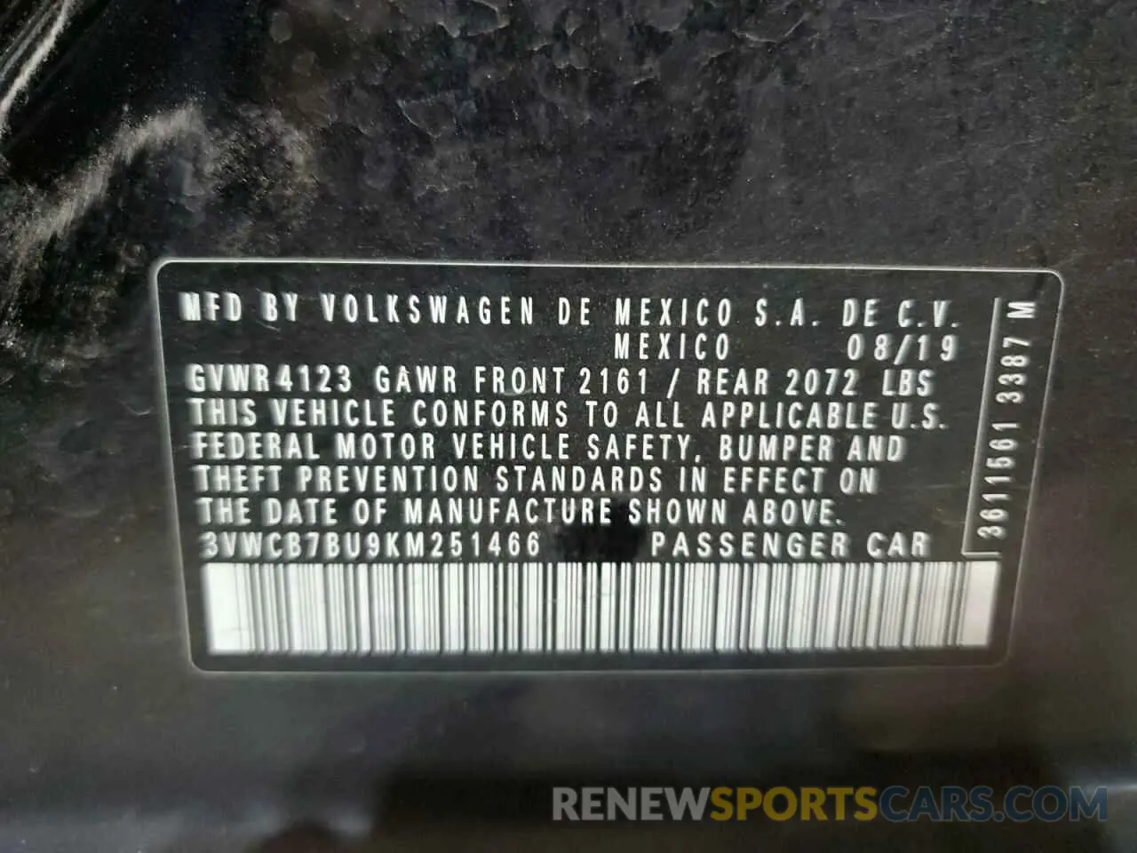 12 Photograph of a damaged car 3VWCB7BU9KM251466 VOLKSWAGEN JETTA 2019