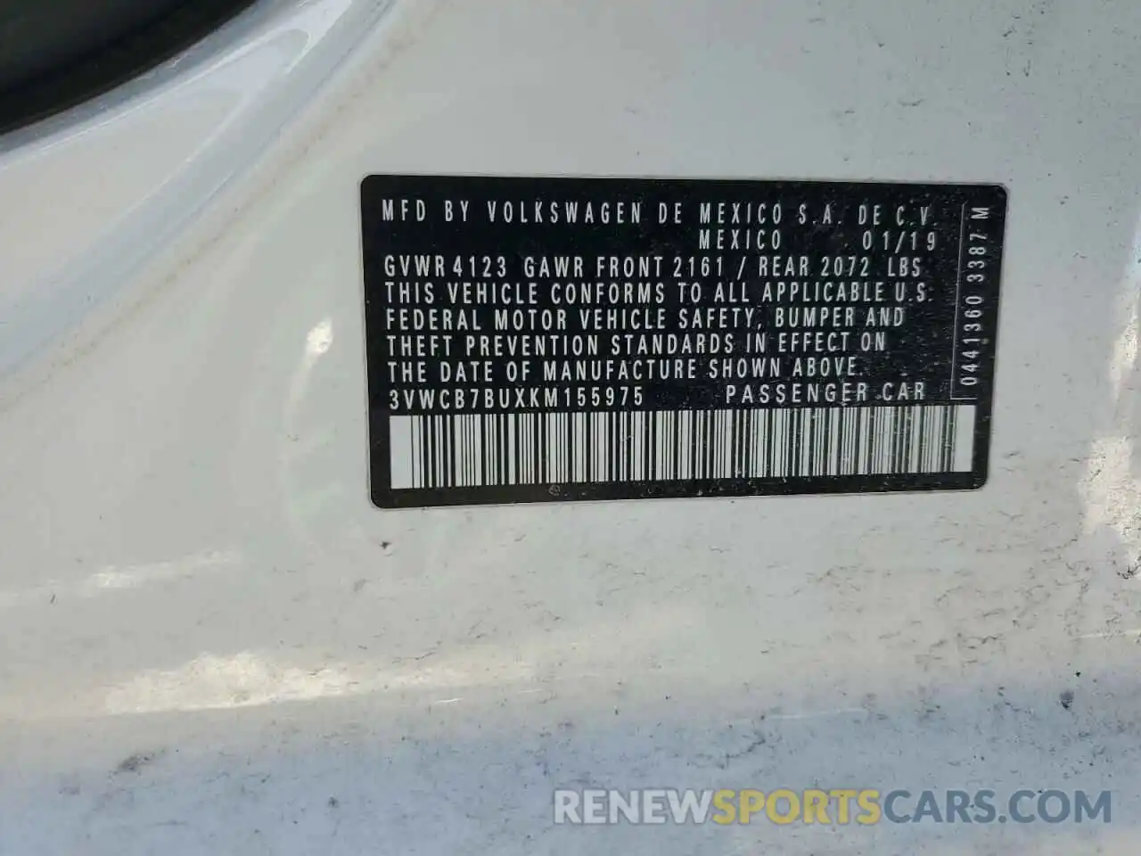 13 Photograph of a damaged car 3VWCB7BUXKM155975 VOLKSWAGEN JETTA 2019