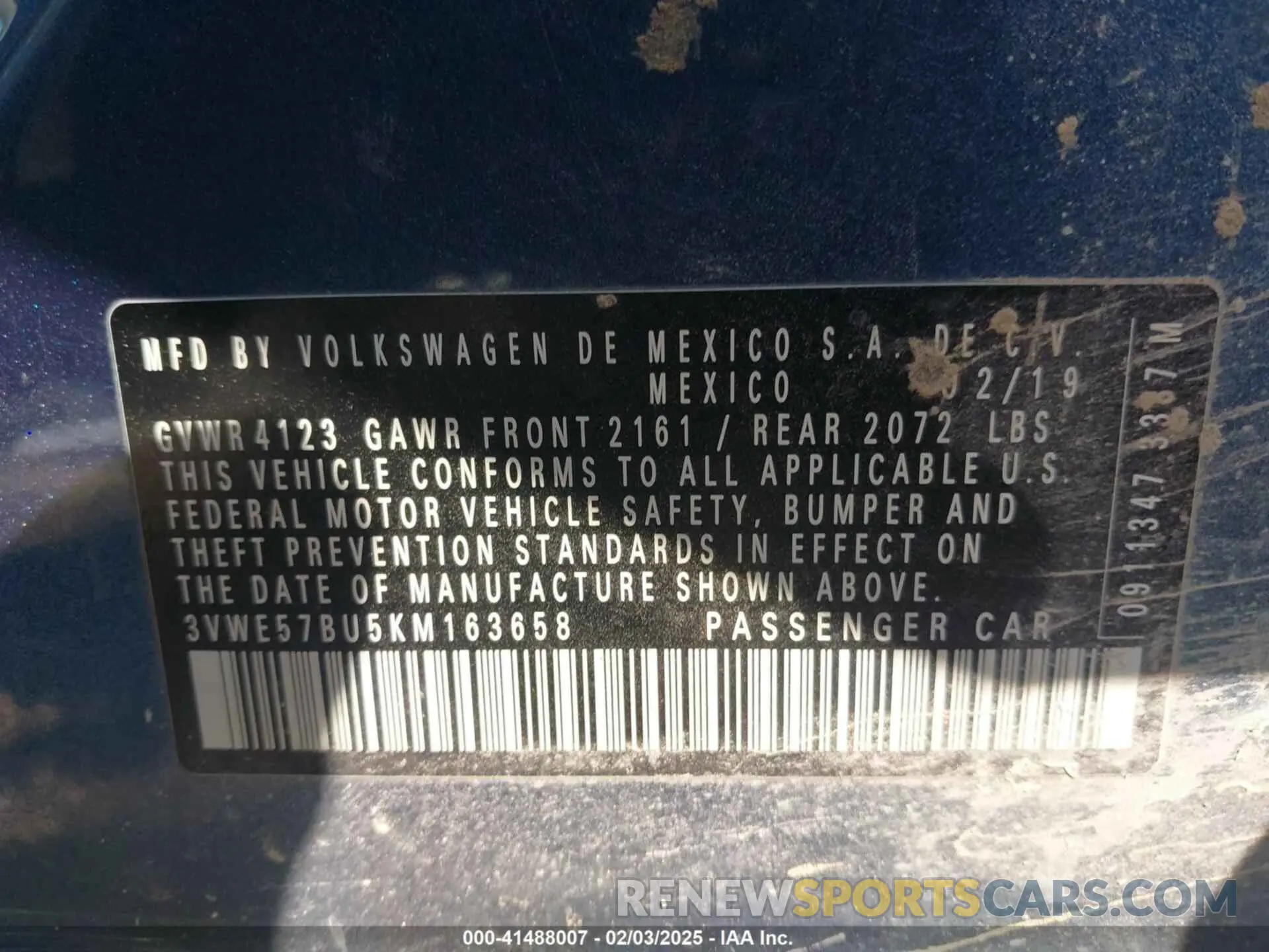 9 Photograph of a damaged car 3VWE57BU5KM163658 VOLKSWAGEN JETTA 2019