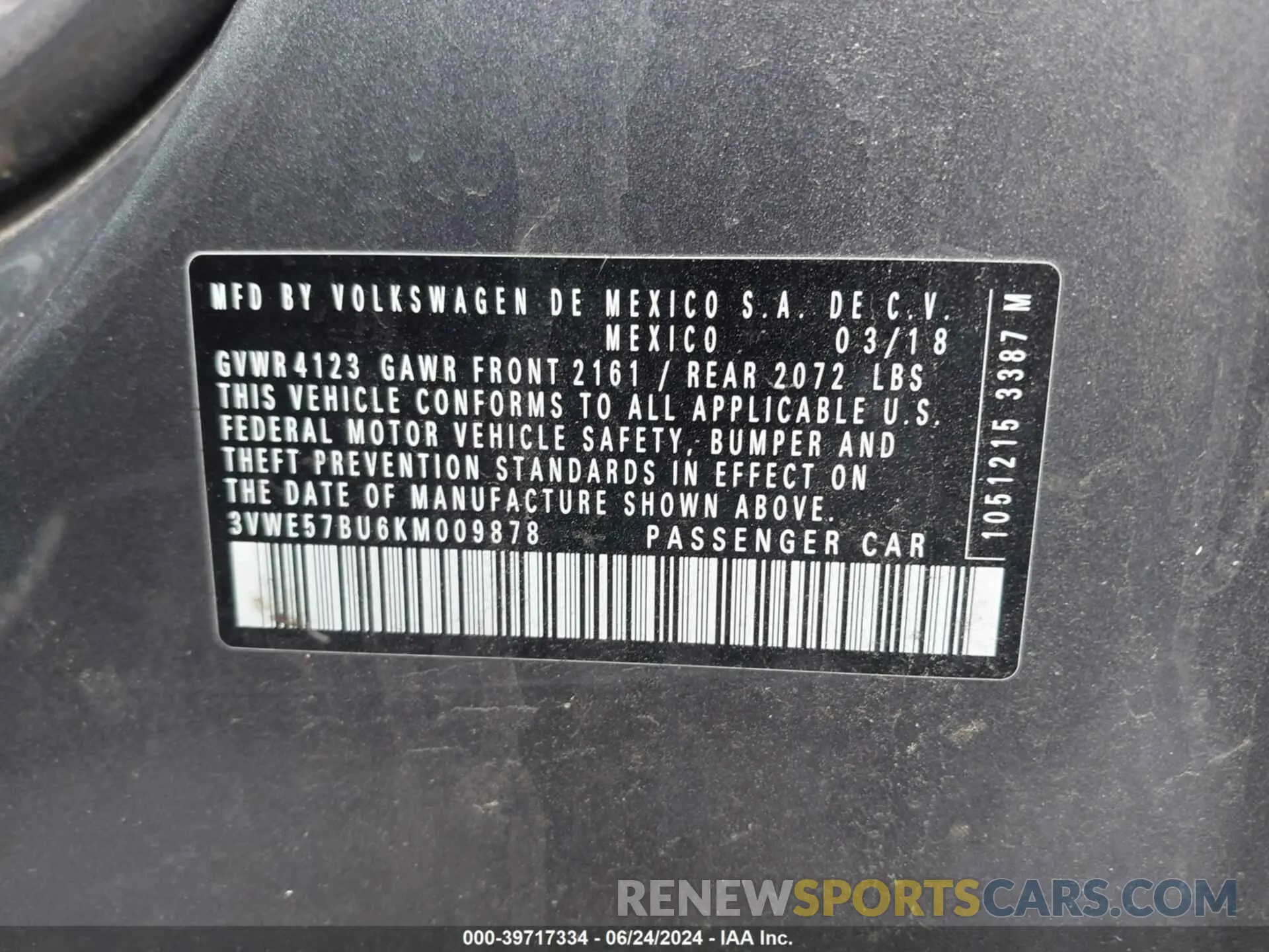 9 Photograph of a damaged car 3VWE57BU6KM009878 VOLKSWAGEN JETTA 2019