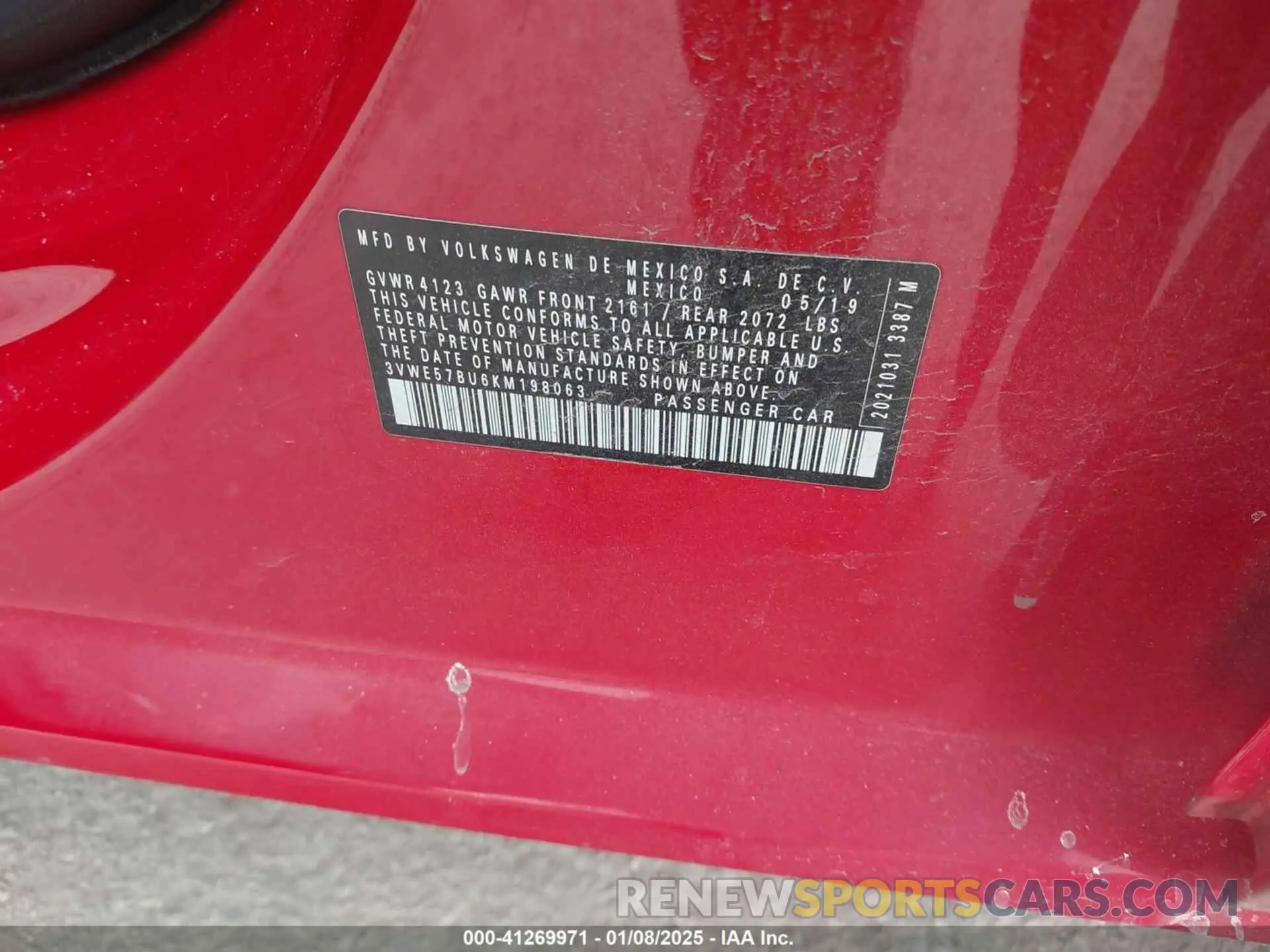 9 Photograph of a damaged car 3VWE57BU6KM198063 VOLKSWAGEN JETTA 2019