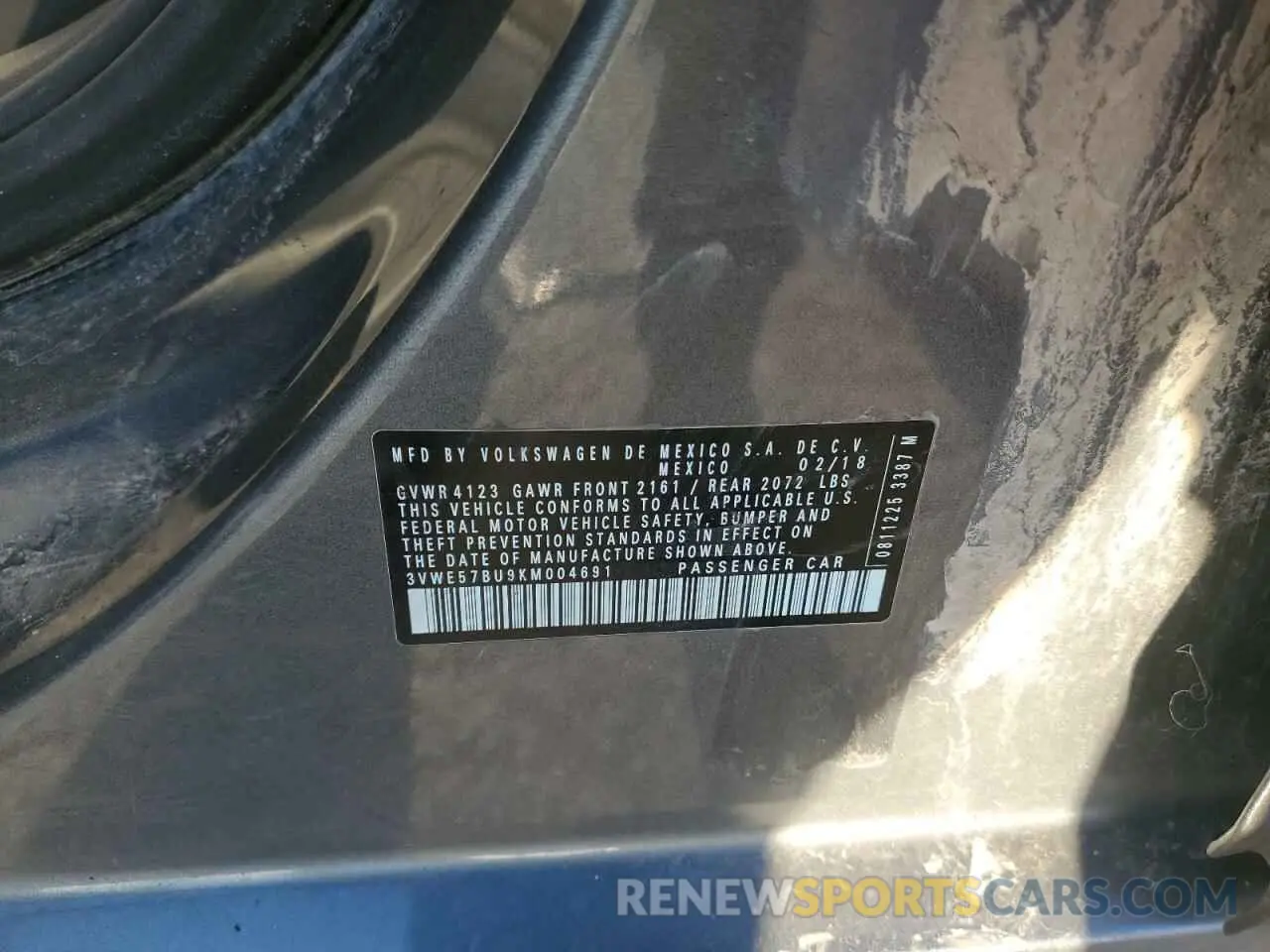 13 Photograph of a damaged car 3VWE57BU9KM004691 VOLKSWAGEN JETTA 2019