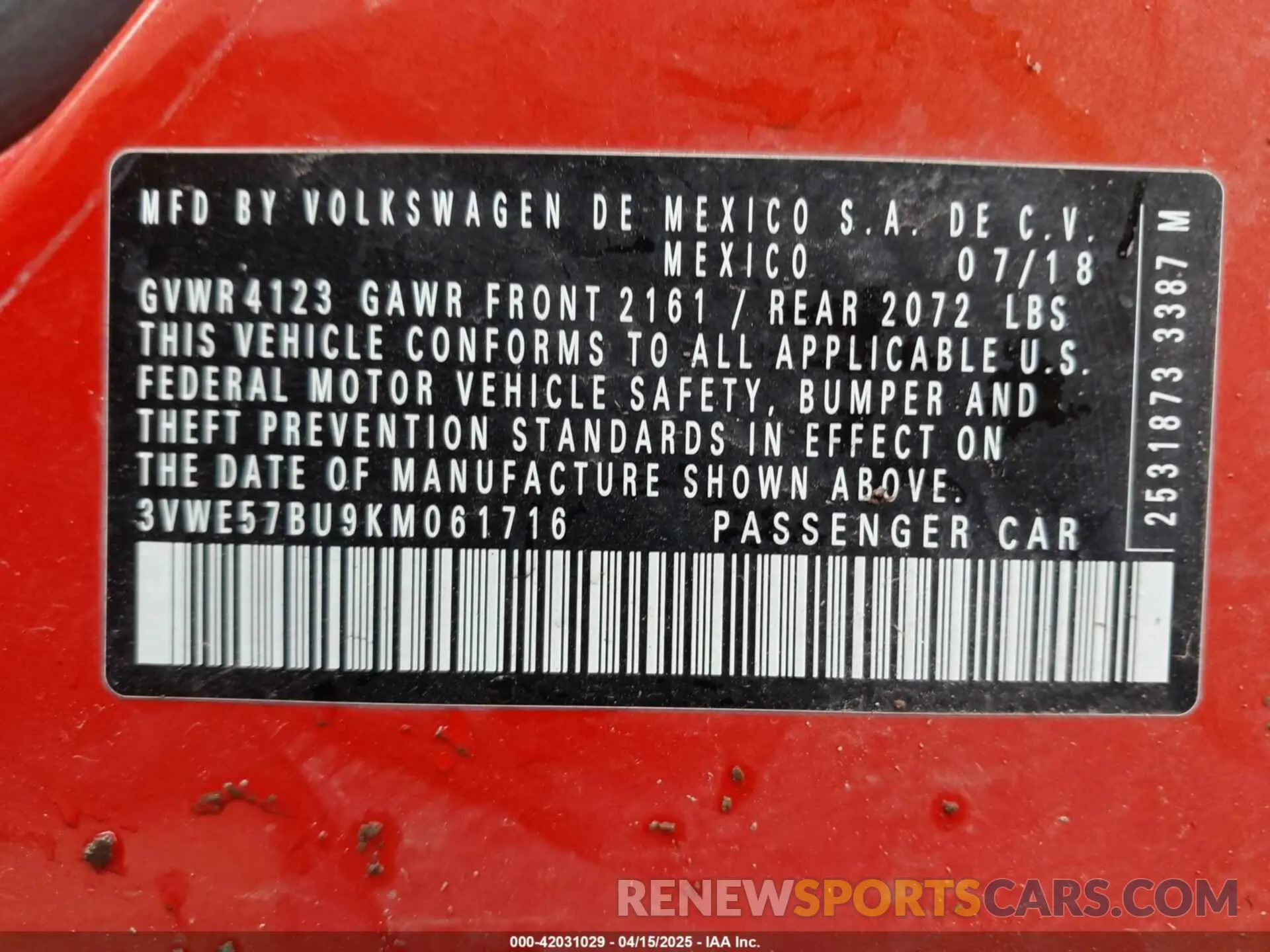 9 Photograph of a damaged car 3VWE57BU9KM061716 VOLKSWAGEN JETTA 2019
