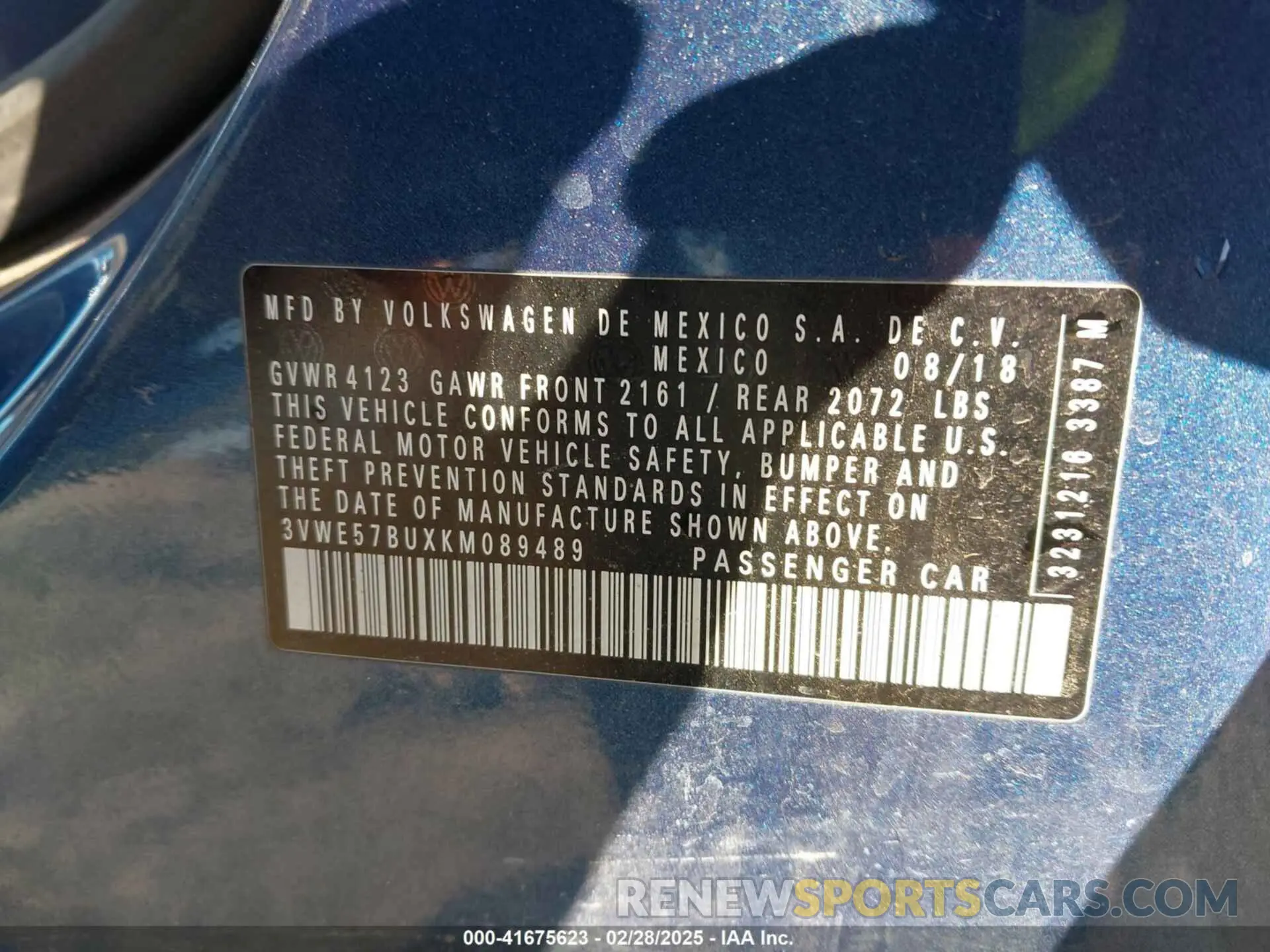 9 Photograph of a damaged car 3VWE57BUXKM089489 VOLKSWAGEN JETTA 2019