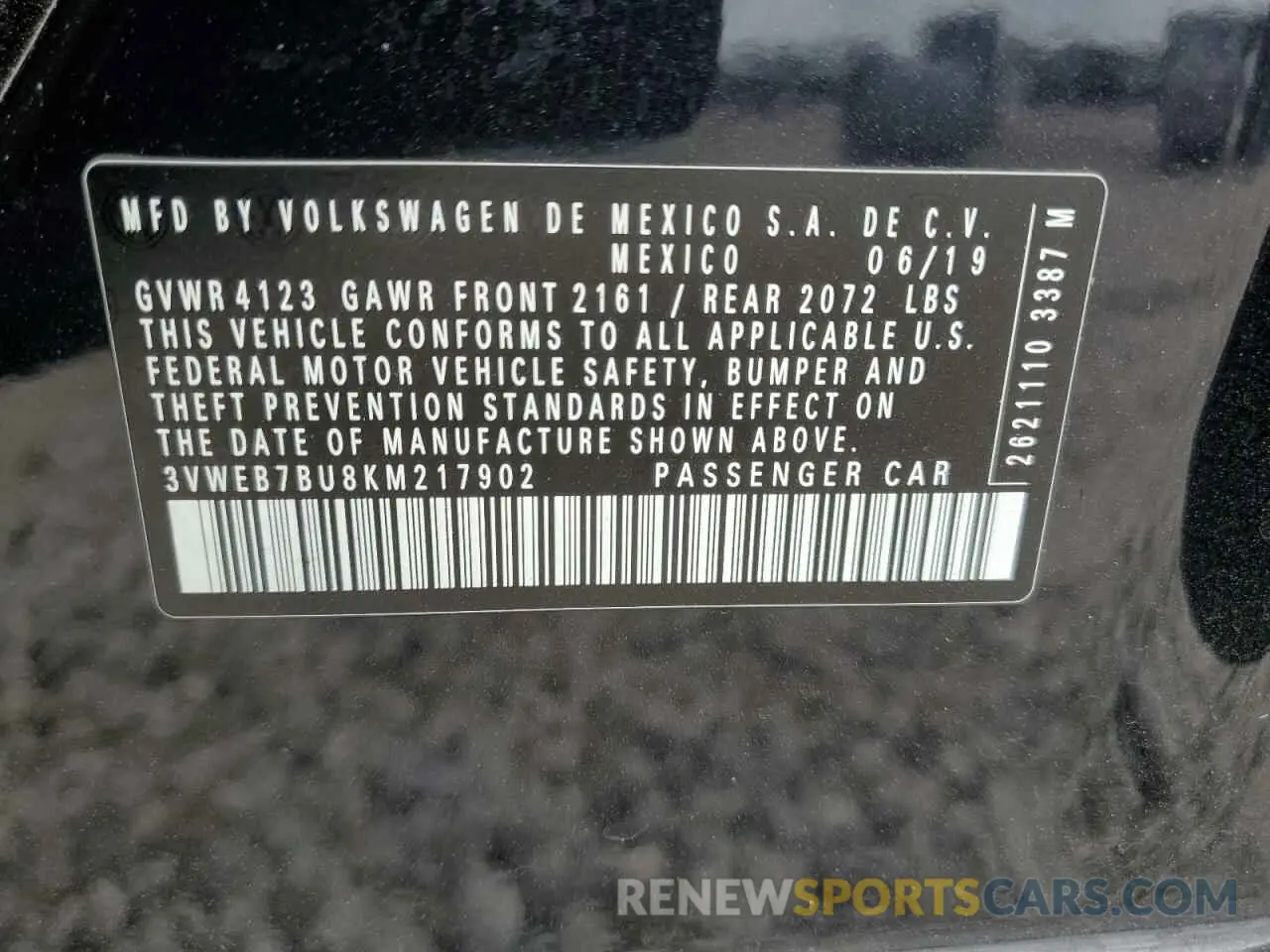 12 Photograph of a damaged car 3VWEB7BU8KM217902 VOLKSWAGEN JETTA 2019