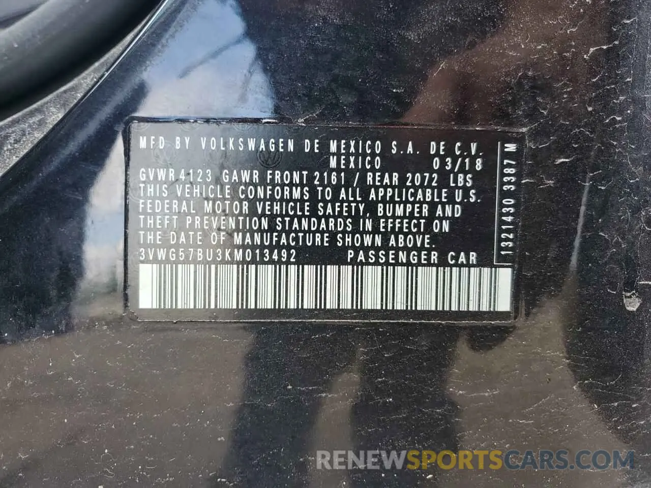 12 Photograph of a damaged car 3VWG57BU3KM013492 VOLKSWAGEN JETTA 2019