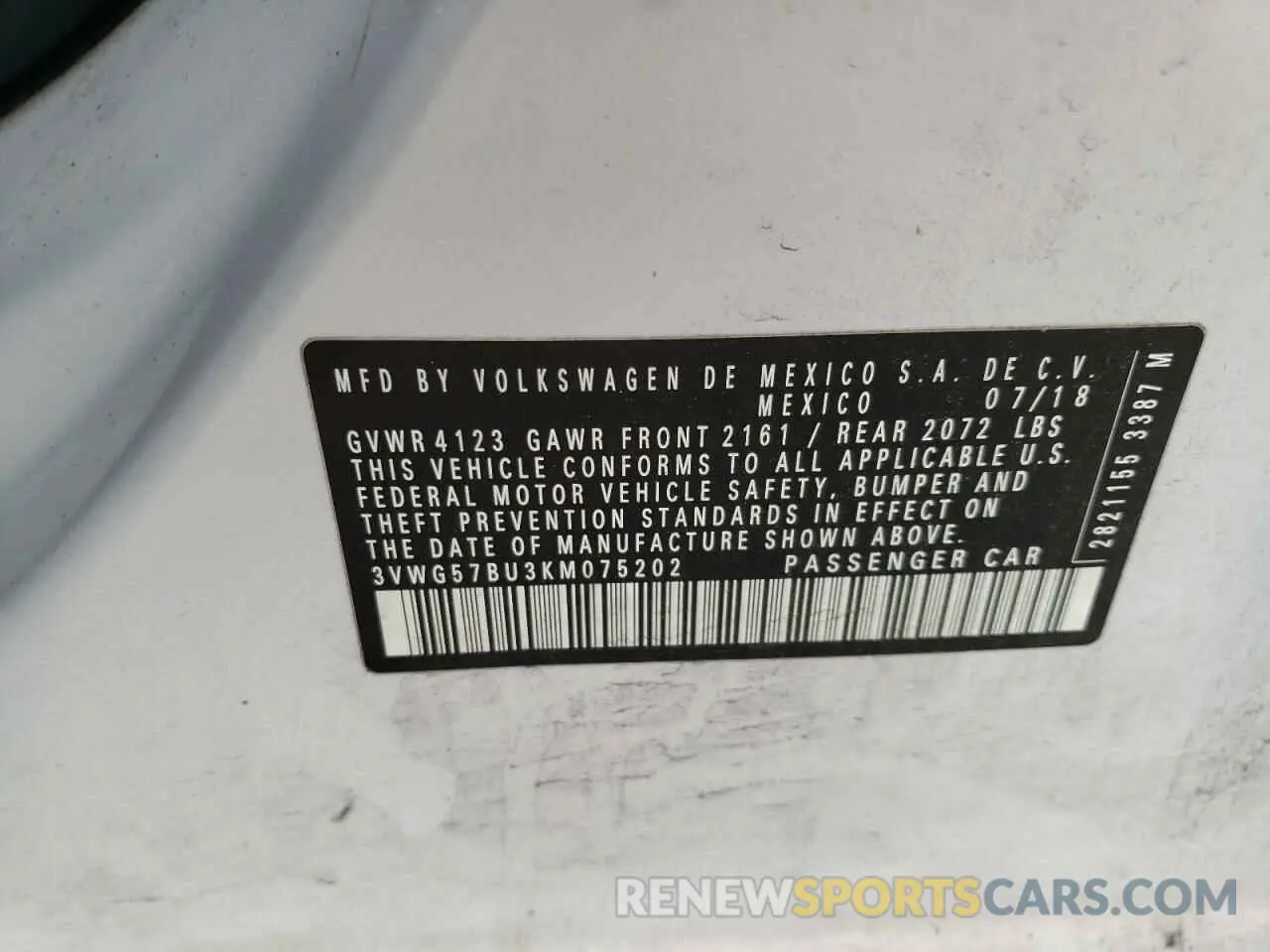 12 Photograph of a damaged car 3VWG57BU3KM075202 VOLKSWAGEN JETTA 2019
