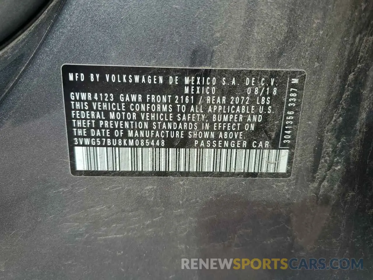 12 Photograph of a damaged car 3VWG57BU8KM085448 VOLKSWAGEN JETTA 2019