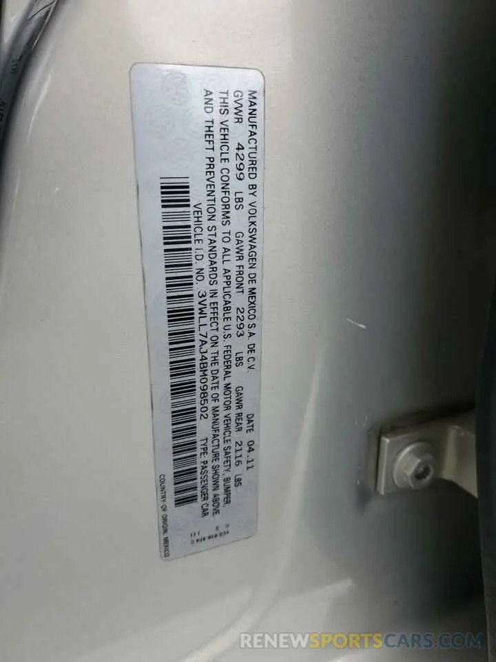 12 Photograph of a damaged car 3VWLL7AJ4BM098502 VOLKSWAGEN JETTA 2019