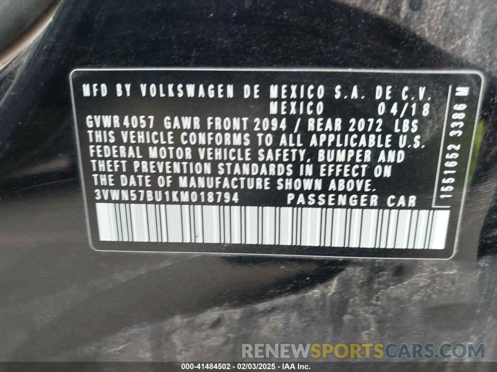 9 Photograph of a damaged car 3VWN57BU1KM018794 VOLKSWAGEN JETTA 2019
