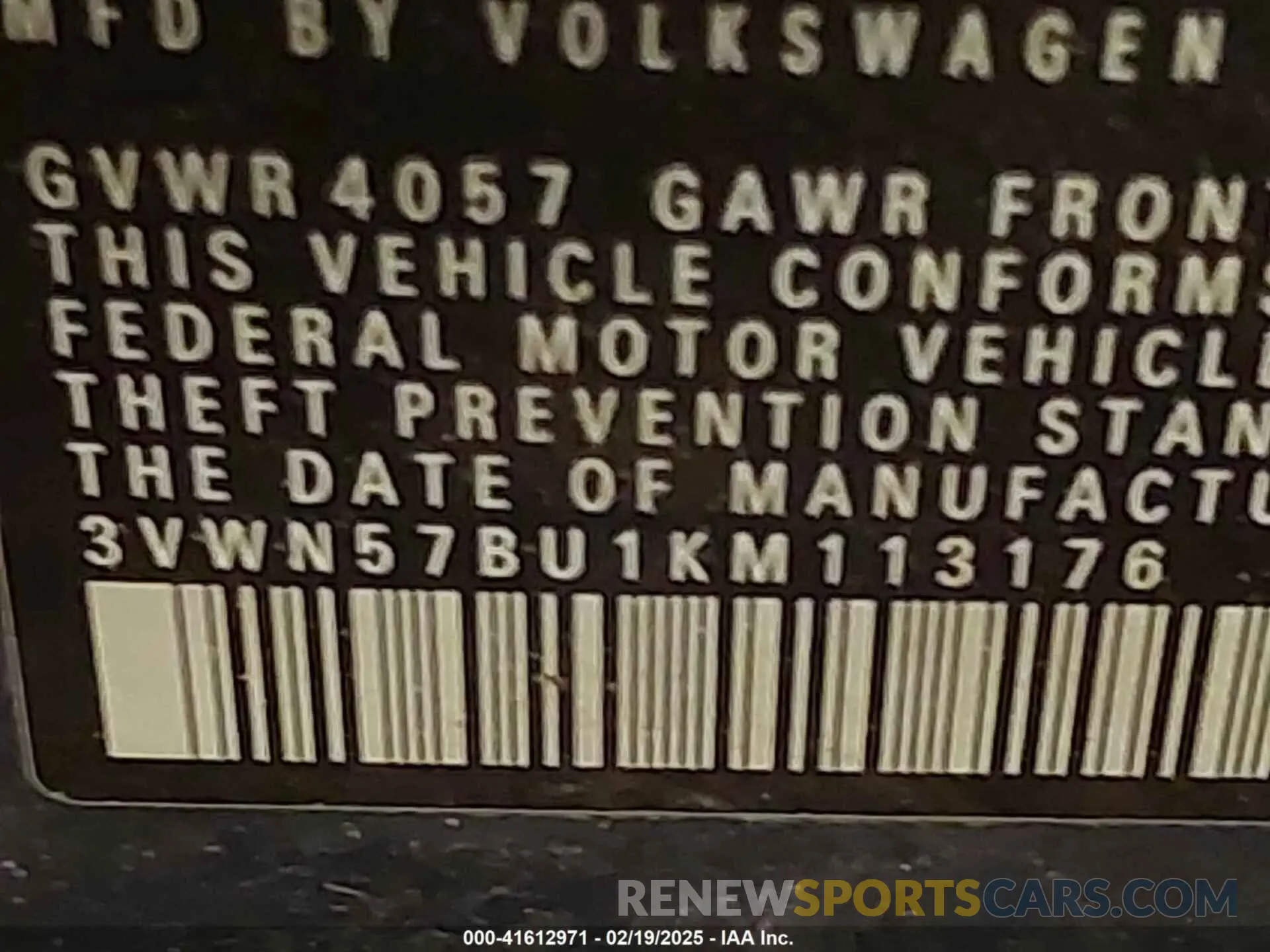 9 Photograph of a damaged car 3VWN57BU1KM113176 VOLKSWAGEN JETTA 2019