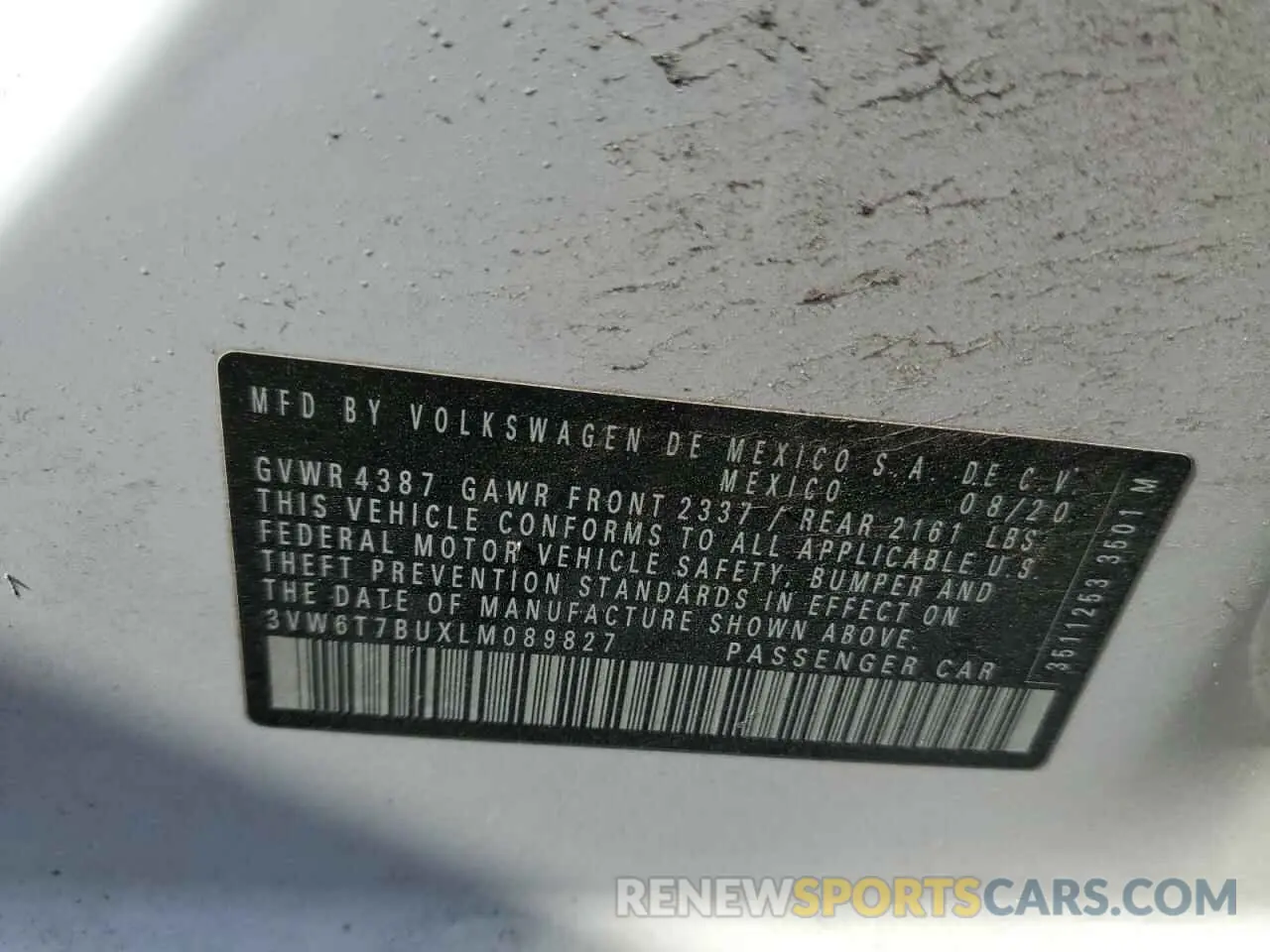 13 Photograph of a damaged car 3VW6T7BUXLM089827 VOLKSWAGEN JETTA 2020