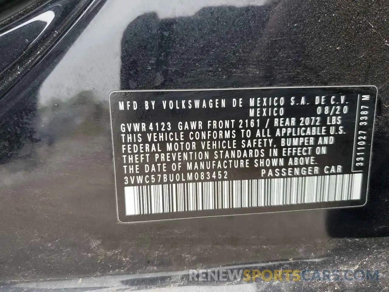 14 Photograph of a damaged car 3VWC57BU0LM083452 VOLKSWAGEN JETTA 2020