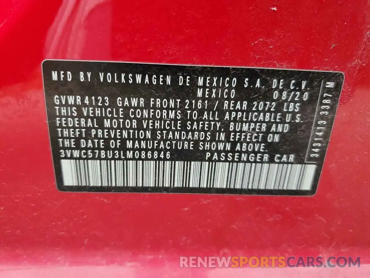 12 Photograph of a damaged car 3VWC57BU3LM086846 VOLKSWAGEN JETTA 2020
