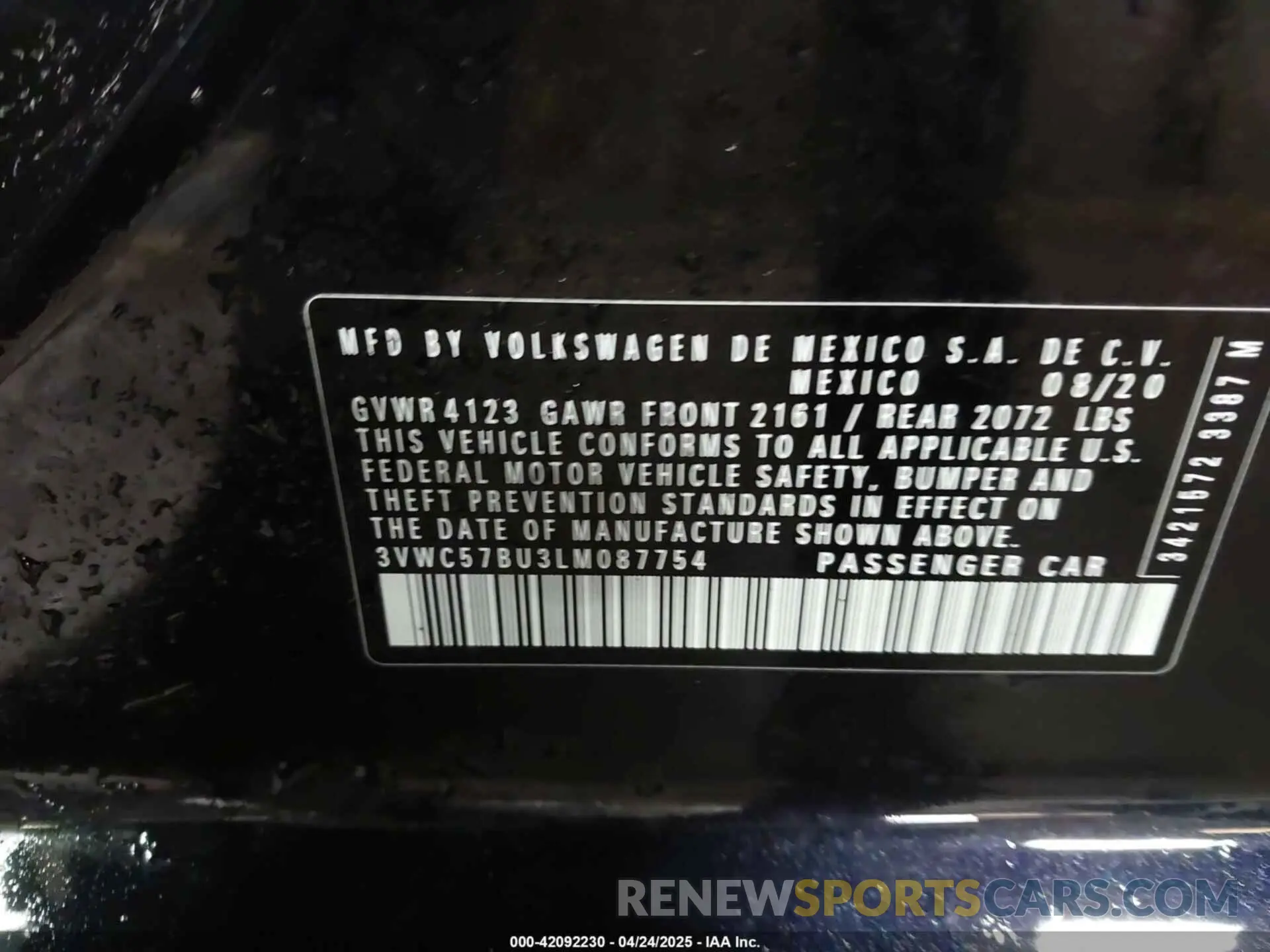 9 Photograph of a damaged car 3VWC57BU3LM087754 VOLKSWAGEN JETTA 2020