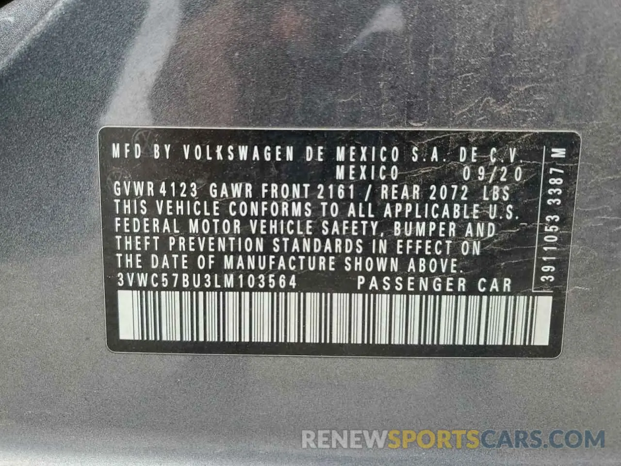 12 Photograph of a damaged car 3VWC57BU3LM103564 VOLKSWAGEN JETTA 2020