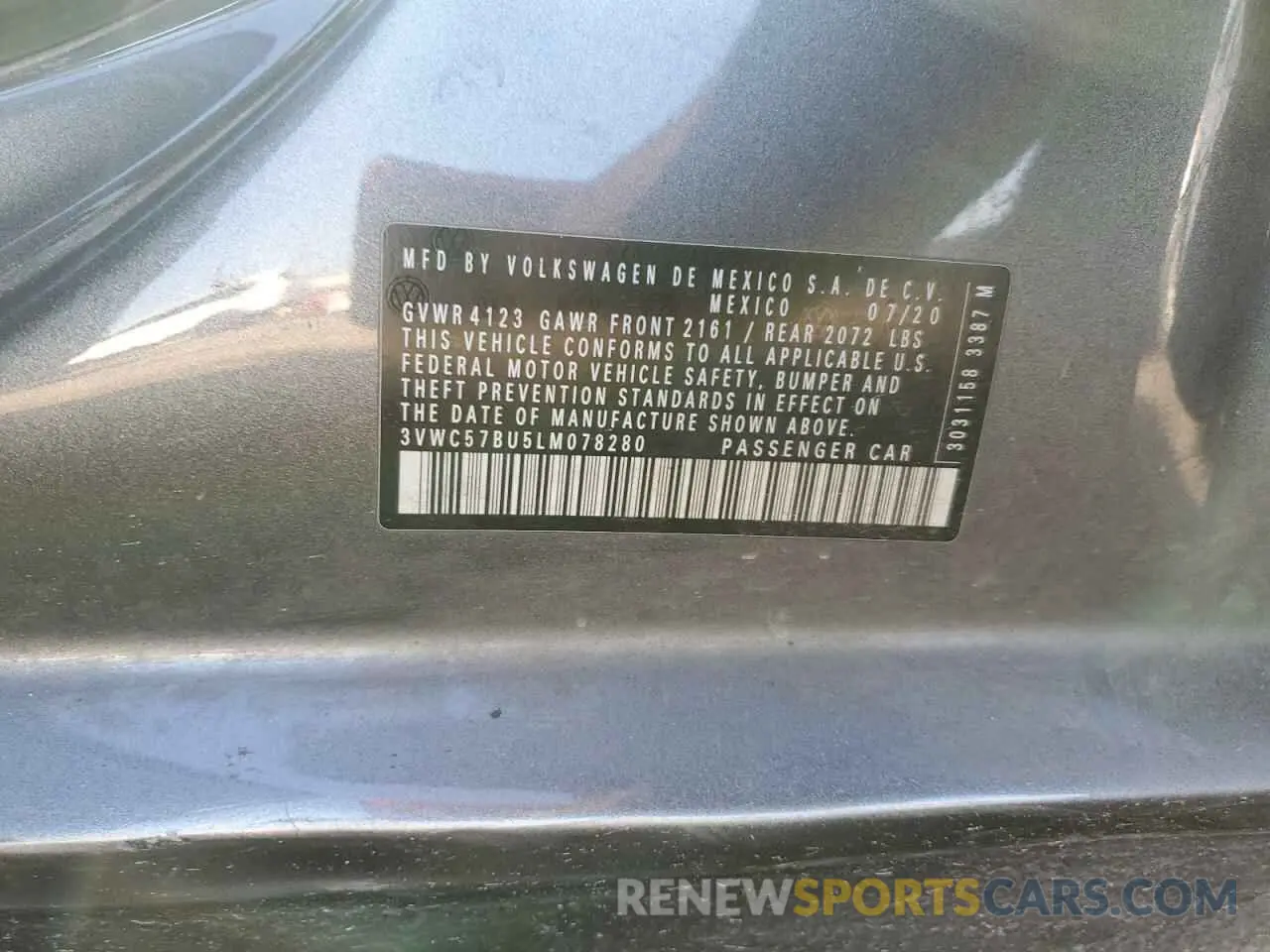 12 Photograph of a damaged car 3VWC57BU5LM078280 VOLKSWAGEN JETTA 2020