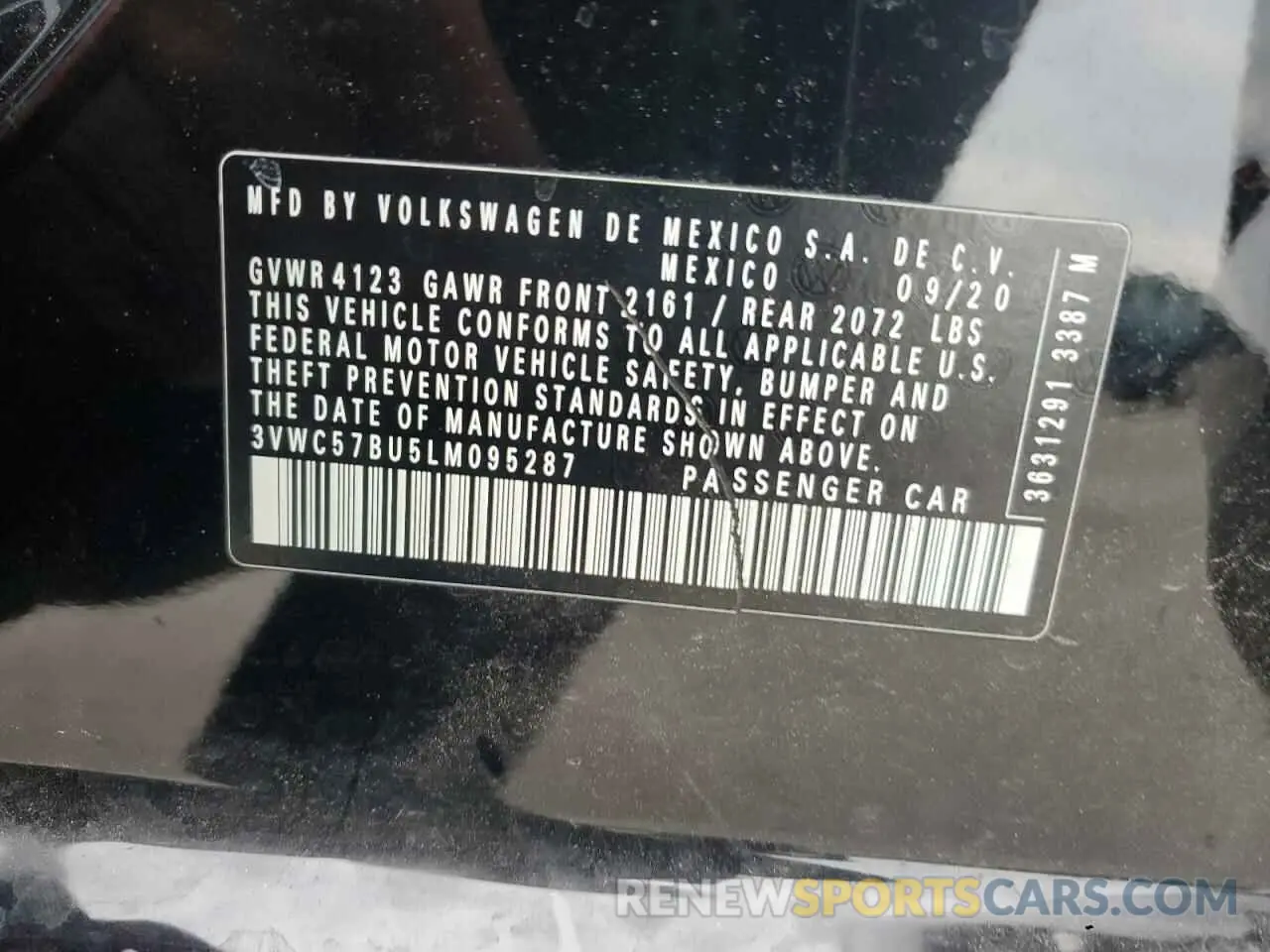 12 Photograph of a damaged car 3VWC57BU5LM095287 VOLKSWAGEN JETTA 2020