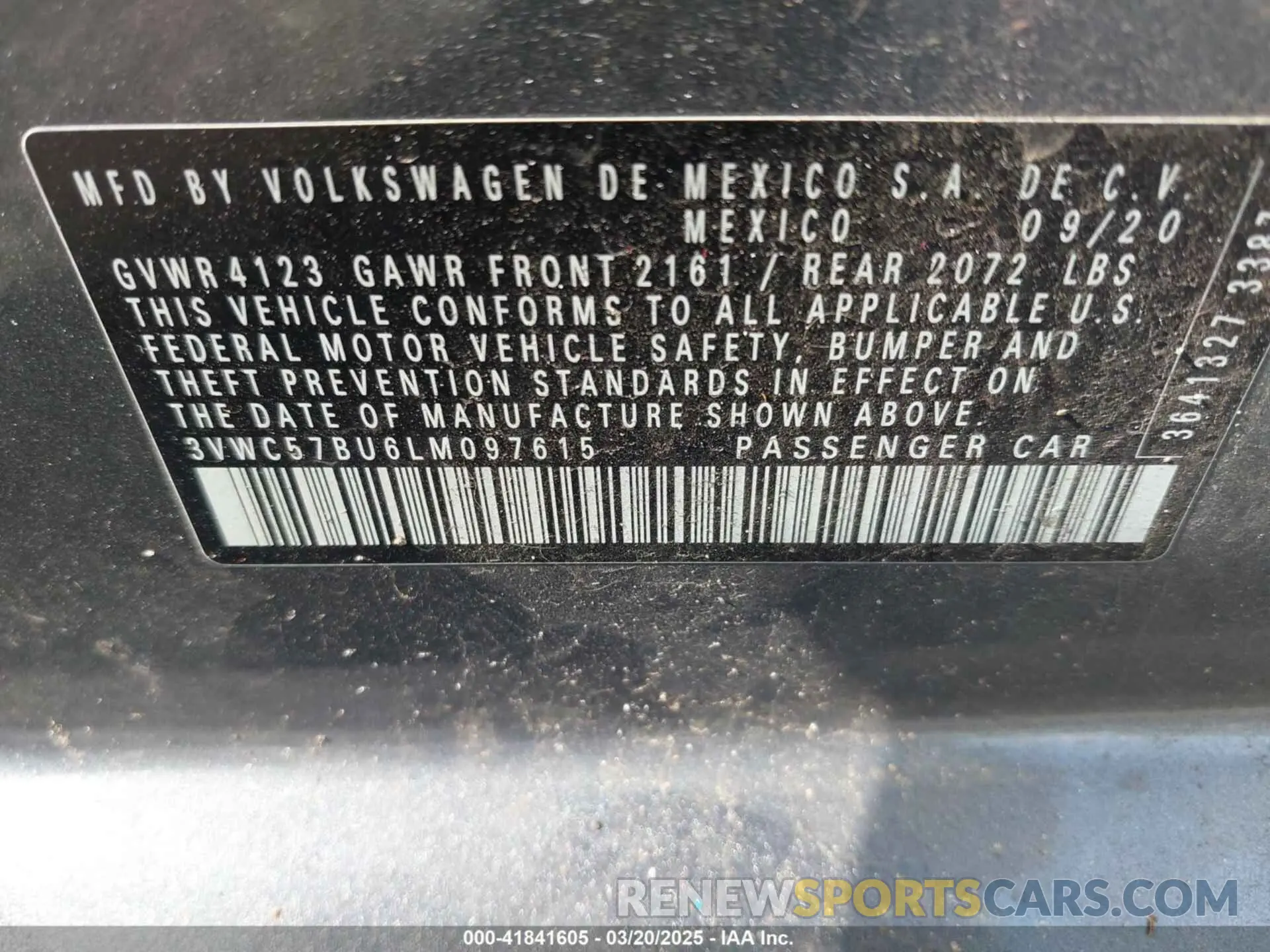 9 Photograph of a damaged car 3VWC57BU6LM097615 VOLKSWAGEN JETTA 2020