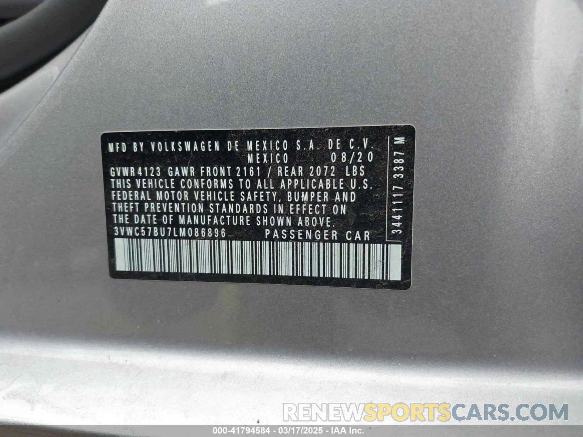 9 Photograph of a damaged car 3VWC57BU7LM086896 VOLKSWAGEN JETTA 2020