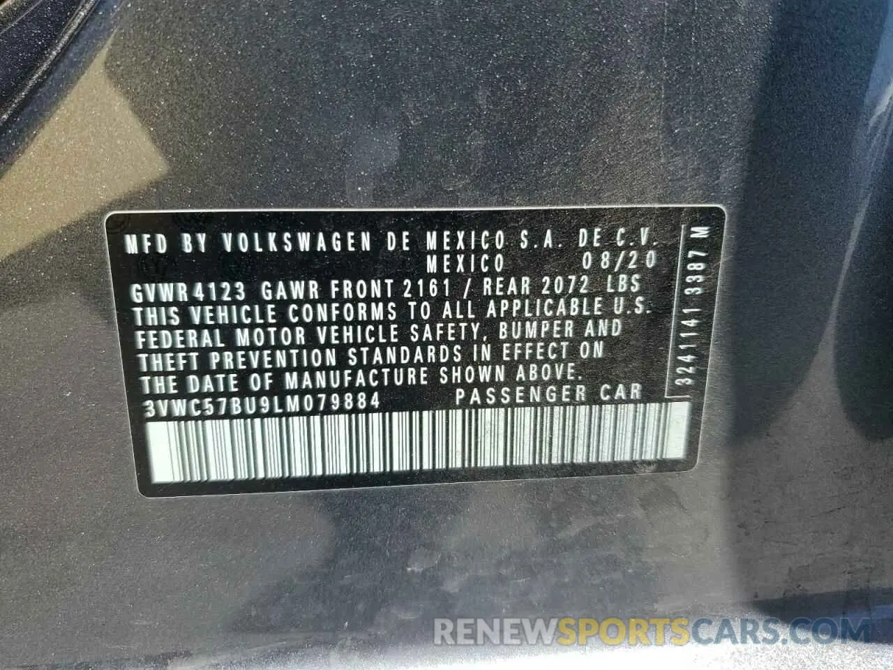 12 Photograph of a damaged car 3VWC57BU9LM079884 VOLKSWAGEN JETTA 2020