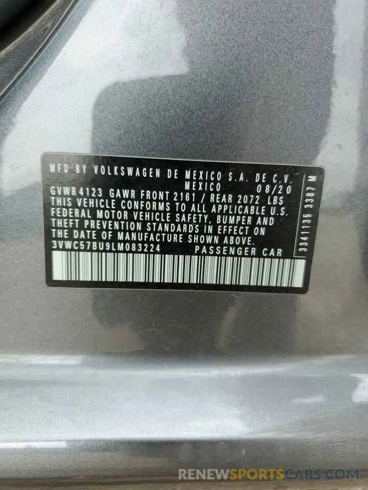 13 Photograph of a damaged car 3VWC57BU9LM083224 VOLKSWAGEN JETTA 2020