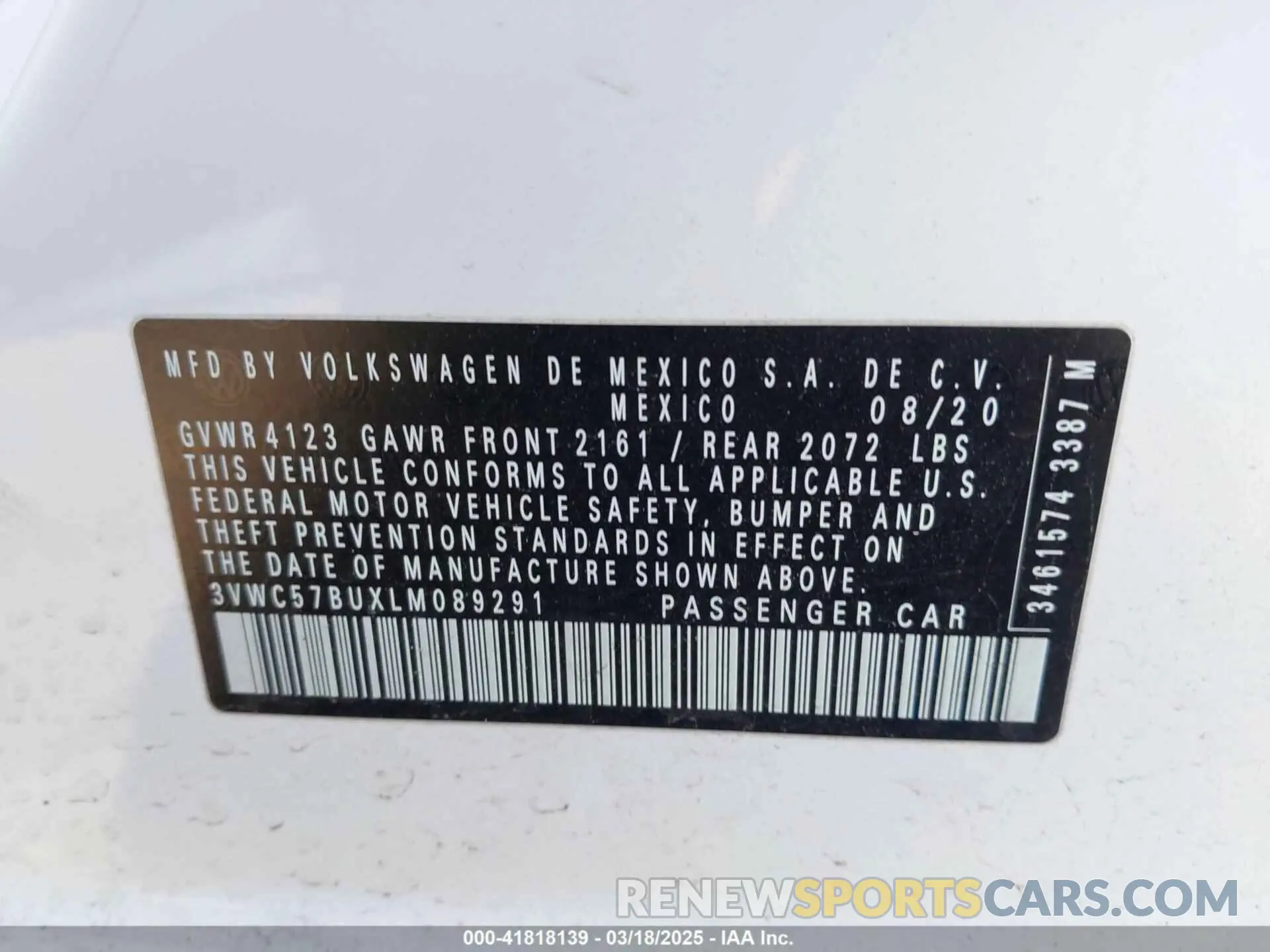 9 Photograph of a damaged car 3VWC57BUXLM089291 VOLKSWAGEN JETTA 2020