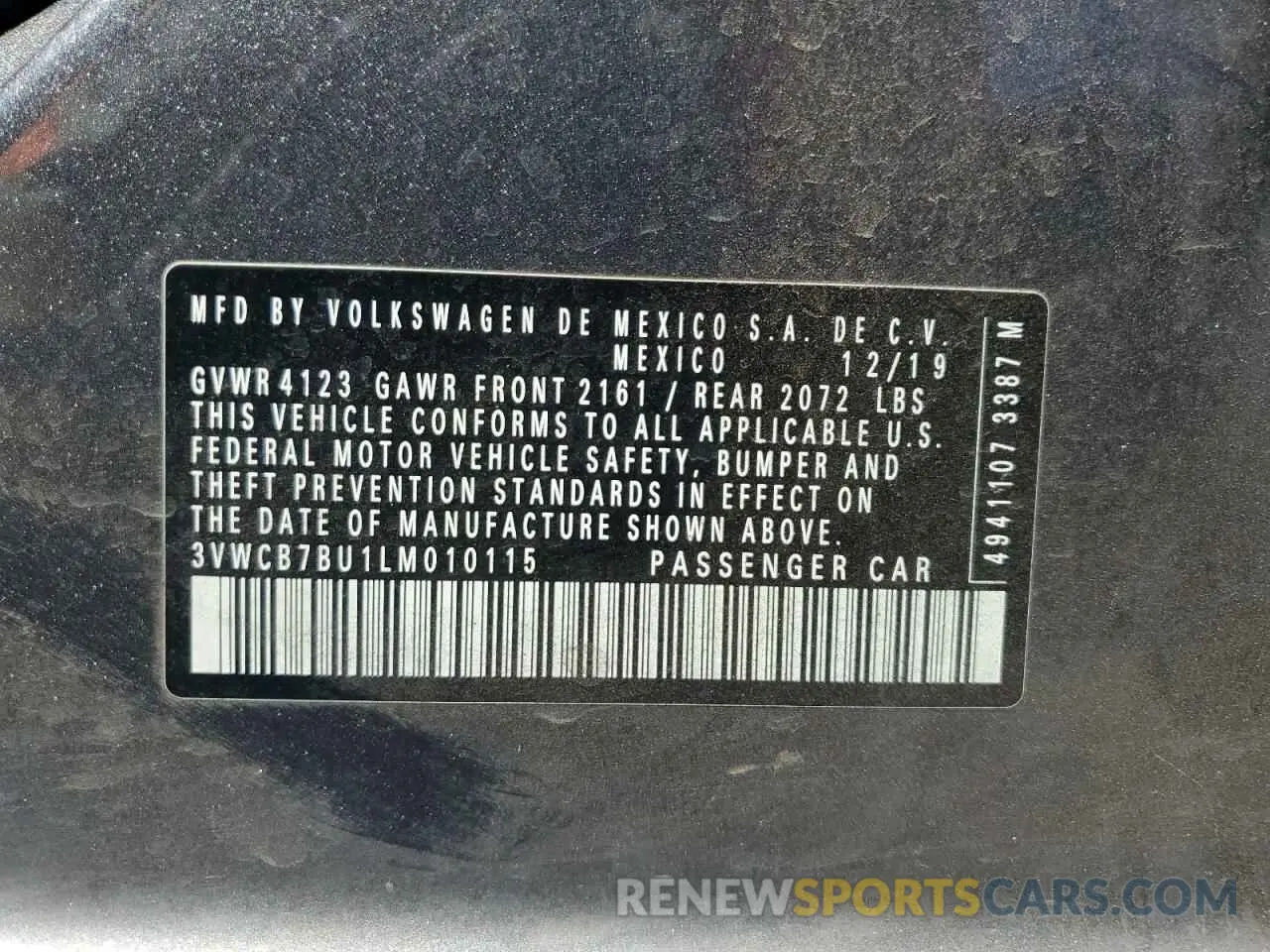 13 Photograph of a damaged car 3VWCB7BU1LM010115 VOLKSWAGEN JETTA 2020
