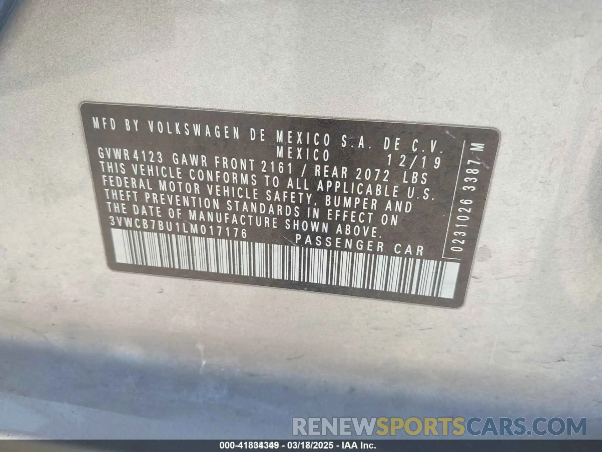 9 Photograph of a damaged car 3VWCB7BU1LM017176 VOLKSWAGEN JETTA 2020