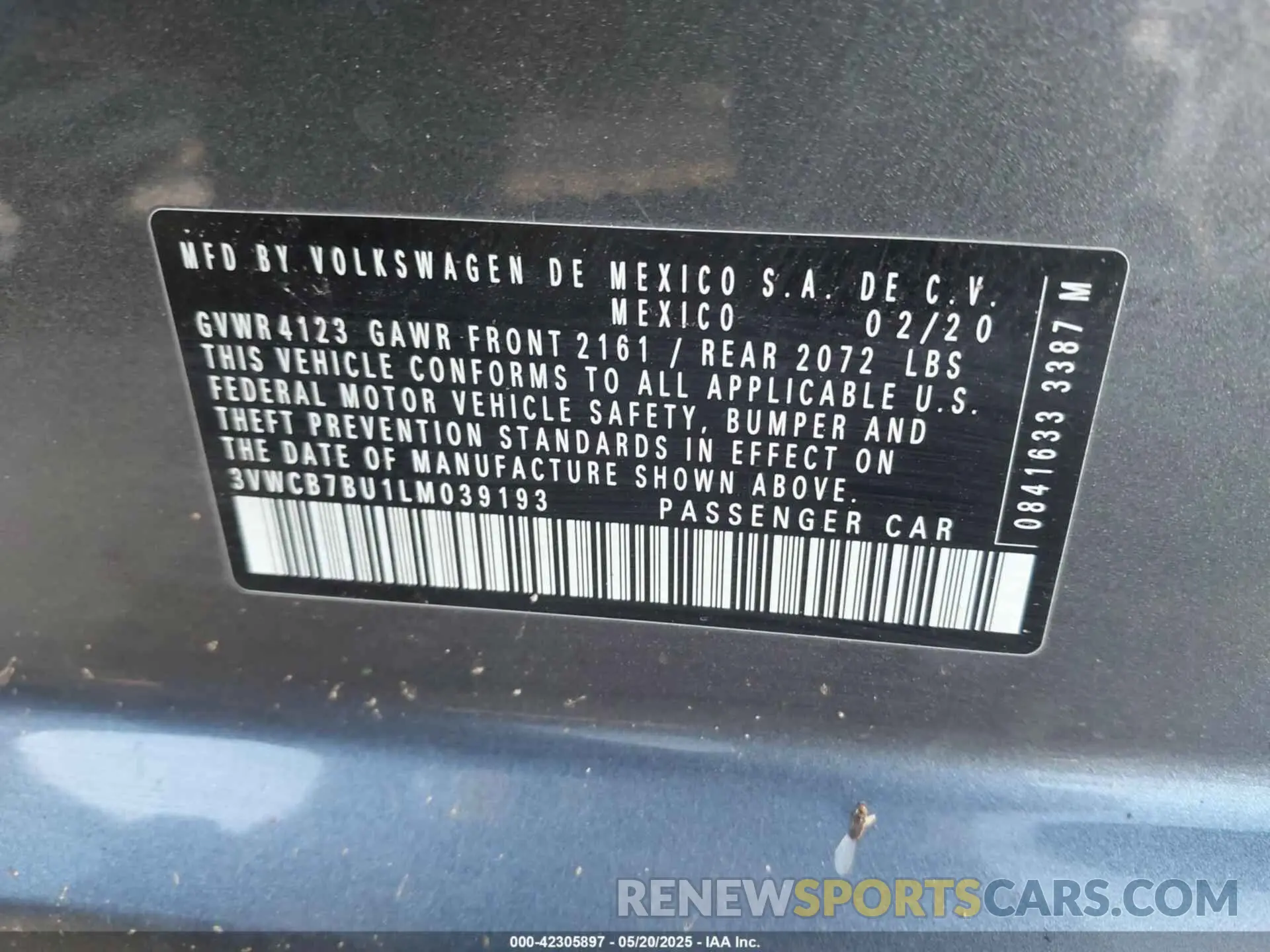 9 Photograph of a damaged car 3VWCB7BU1LM039193 VOLKSWAGEN JETTA 2020