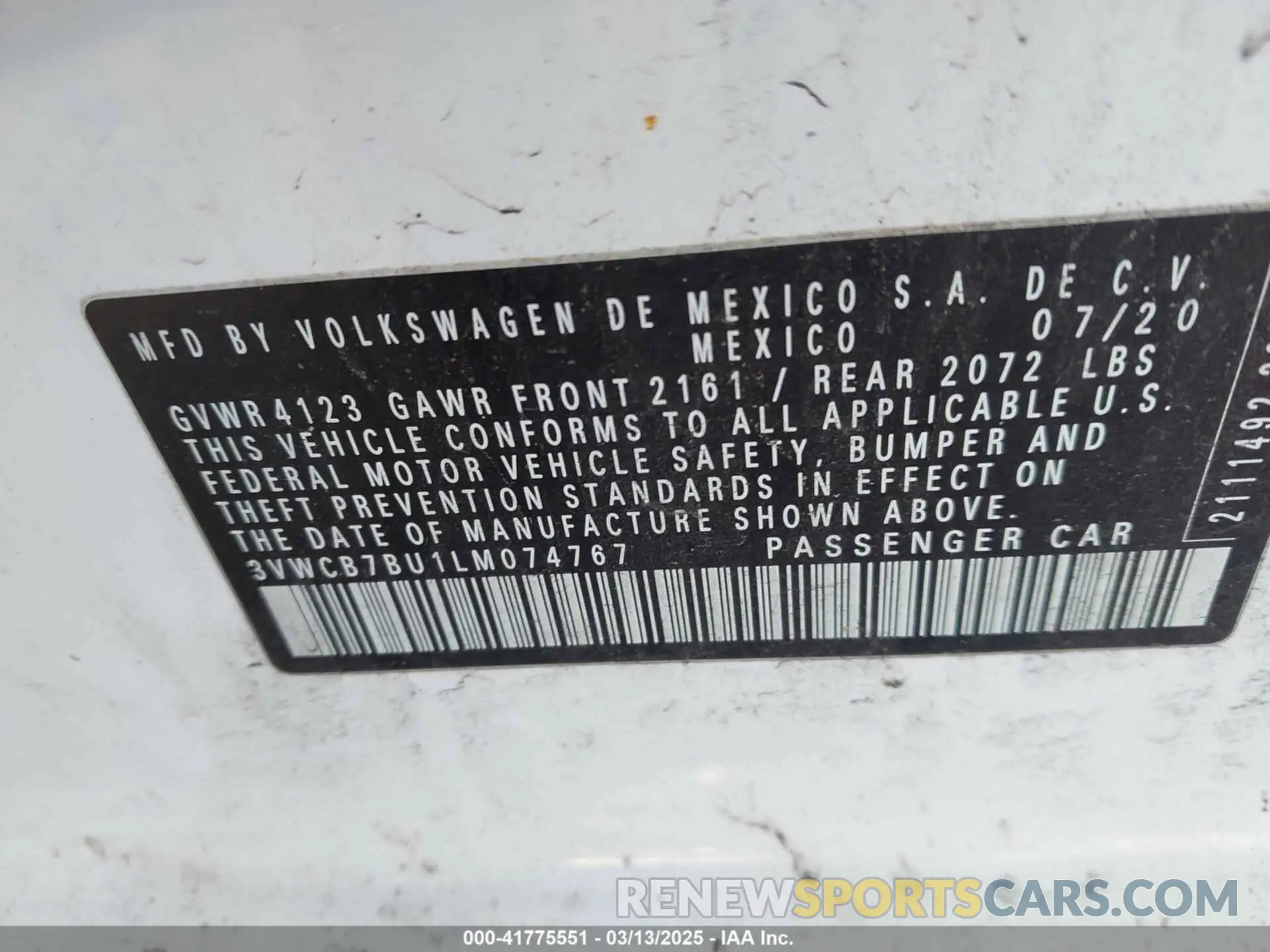9 Photograph of a damaged car 3VWCB7BU1LM074767 VOLKSWAGEN JETTA 2020