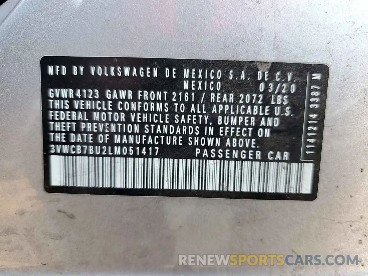 12 Photograph of a damaged car 3VWCB7BU2LM051417 VOLKSWAGEN JETTA 2020