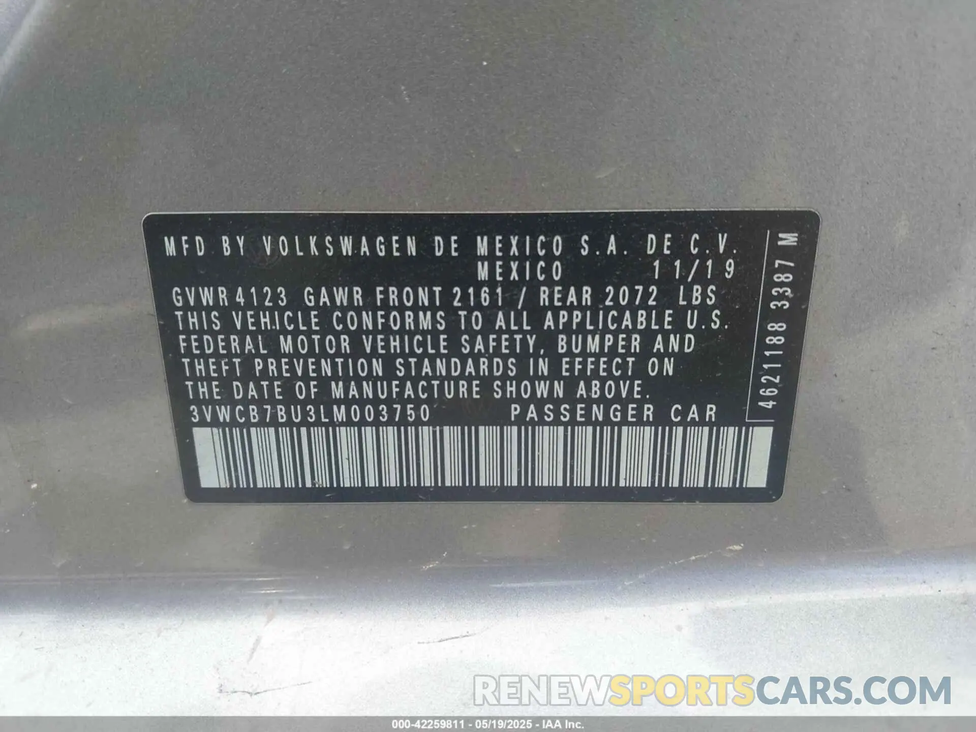 9 Photograph of a damaged car 3VWCB7BU3LM003750 VOLKSWAGEN JETTA 2020