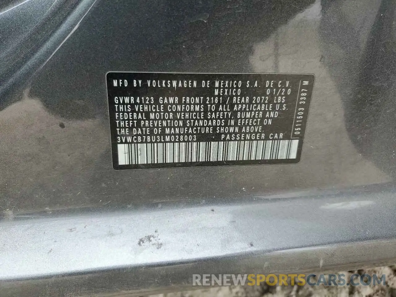 12 Photograph of a damaged car 3VWCB7BU3LM028003 VOLKSWAGEN JETTA 2020