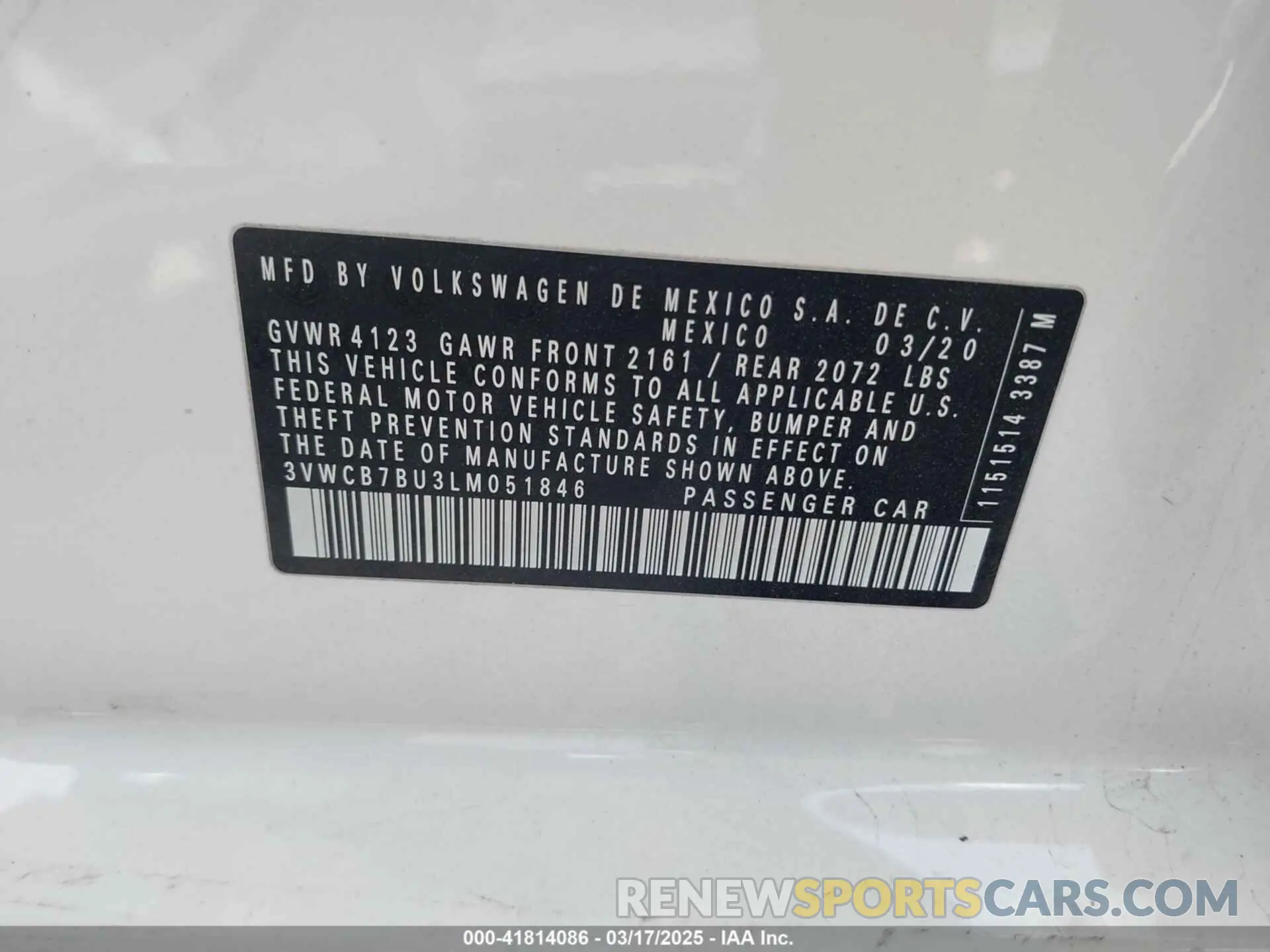 9 Photograph of a damaged car 3VWCB7BU3LM051846 VOLKSWAGEN JETTA 2020