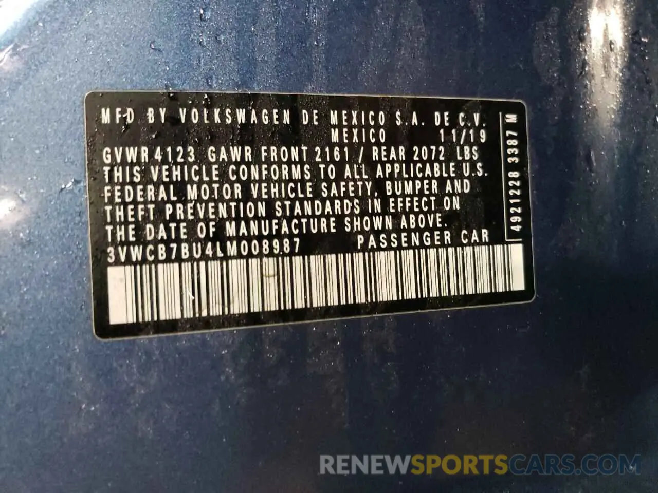 13 Photograph of a damaged car 3VWCB7BU4LM008987 VOLKSWAGEN JETTA 2020