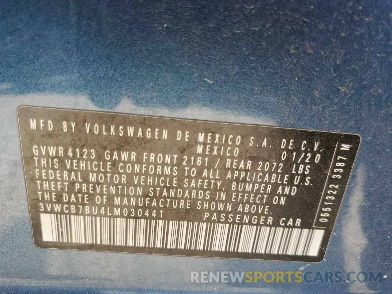 12 Photograph of a damaged car 3VWCB7BU4LM030441 VOLKSWAGEN JETTA 2020