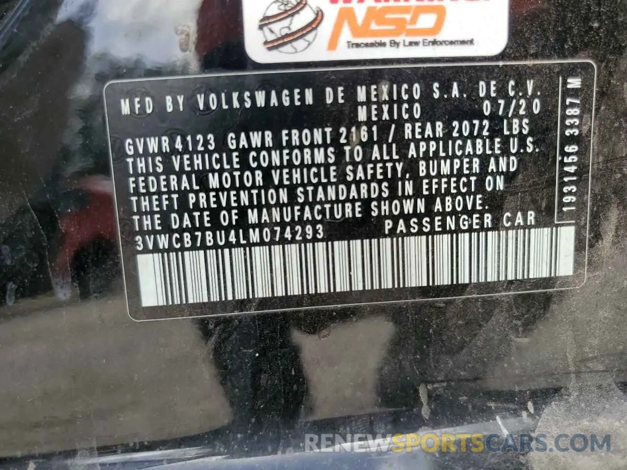 12 Photograph of a damaged car 3VWCB7BU4LM074293 VOLKSWAGEN JETTA 2020