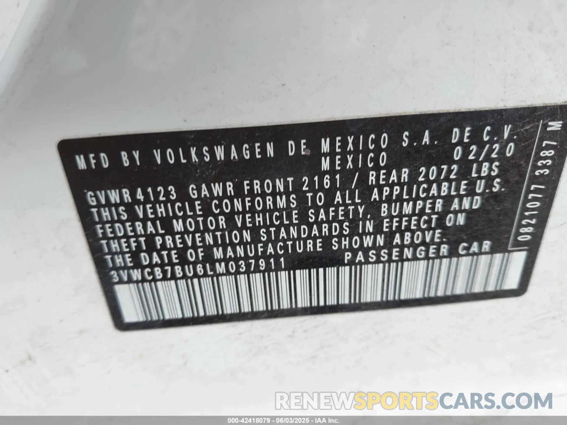9 Photograph of a damaged car 3VWCB7BU6LM037911 VOLKSWAGEN JETTA 2020